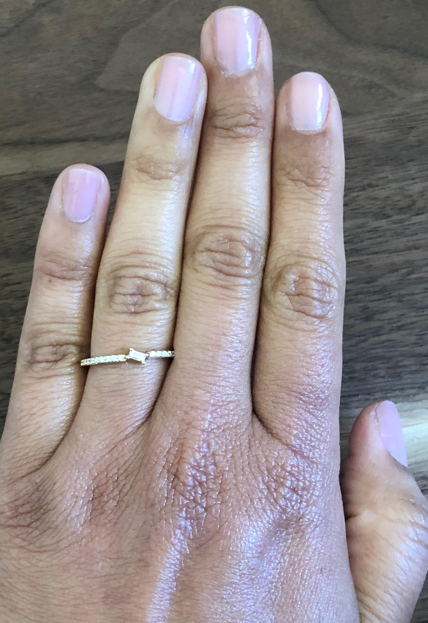 0.23 Carat Baguette and Round Cut Diamond Band 14 Karat Yellow Gold