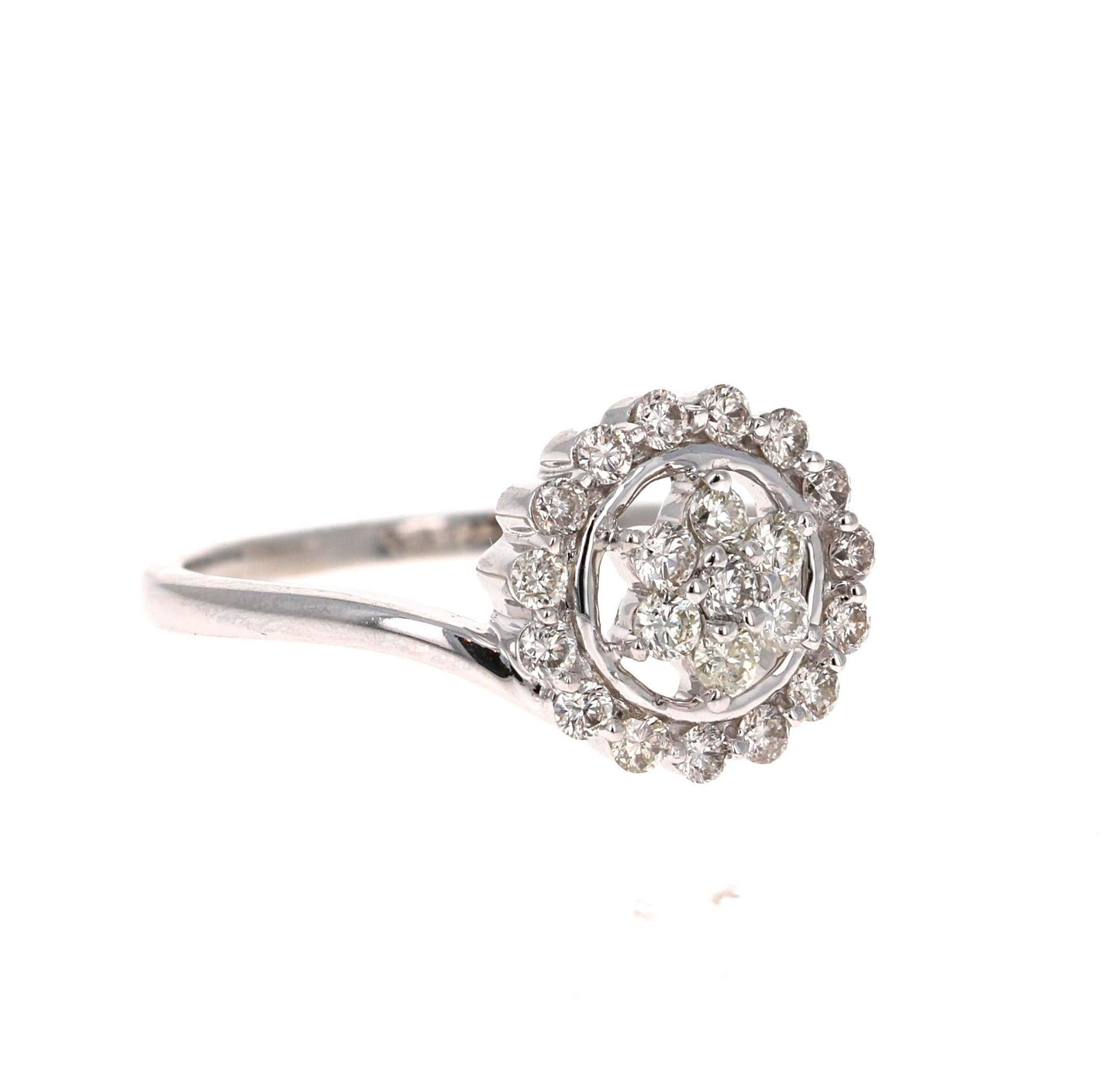 0.49 Carat Diamond 14 Karat White Gold Cluster Ring