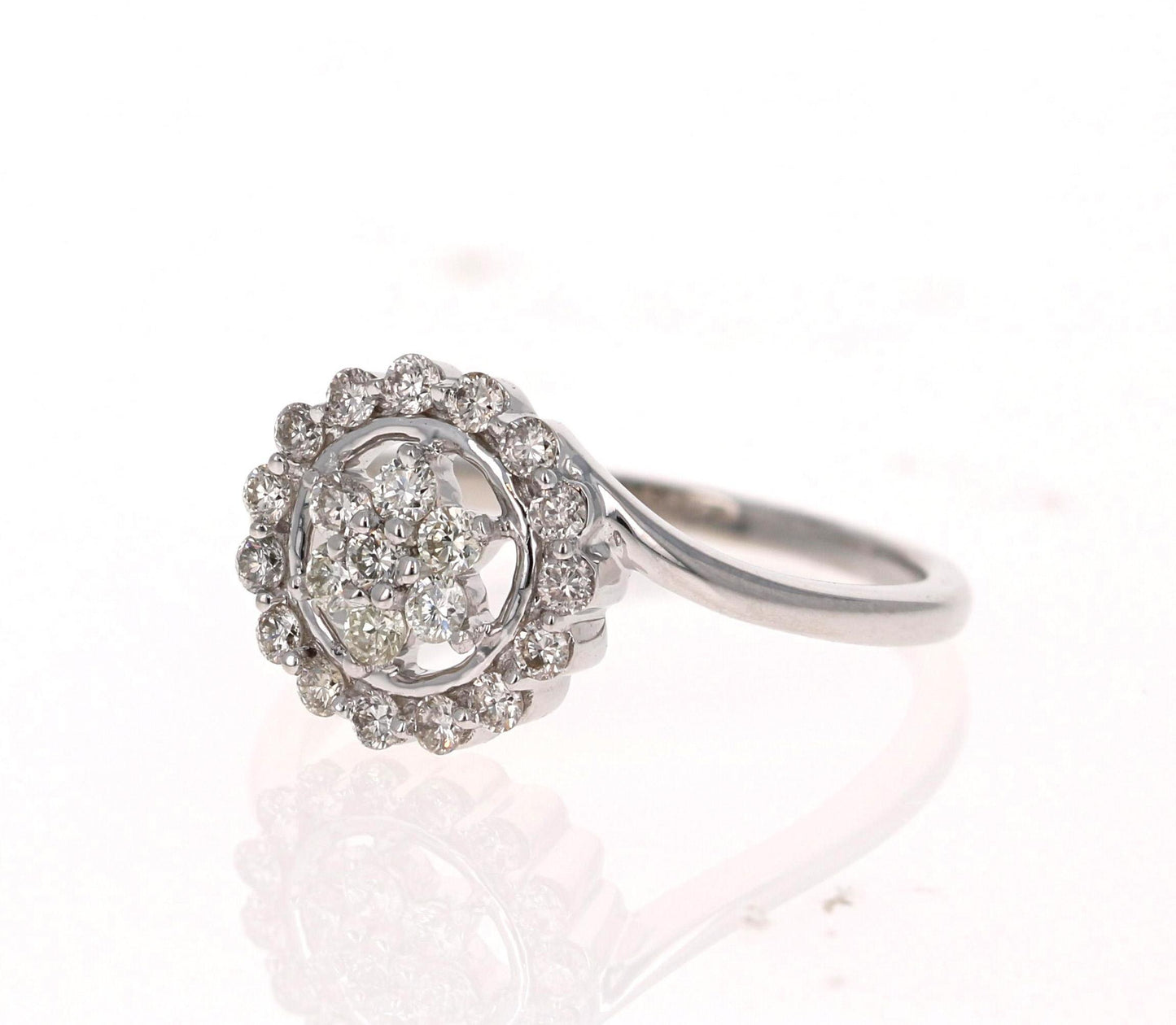 0.49 Carat Diamond 14 Karat White Gold Cluster Ring