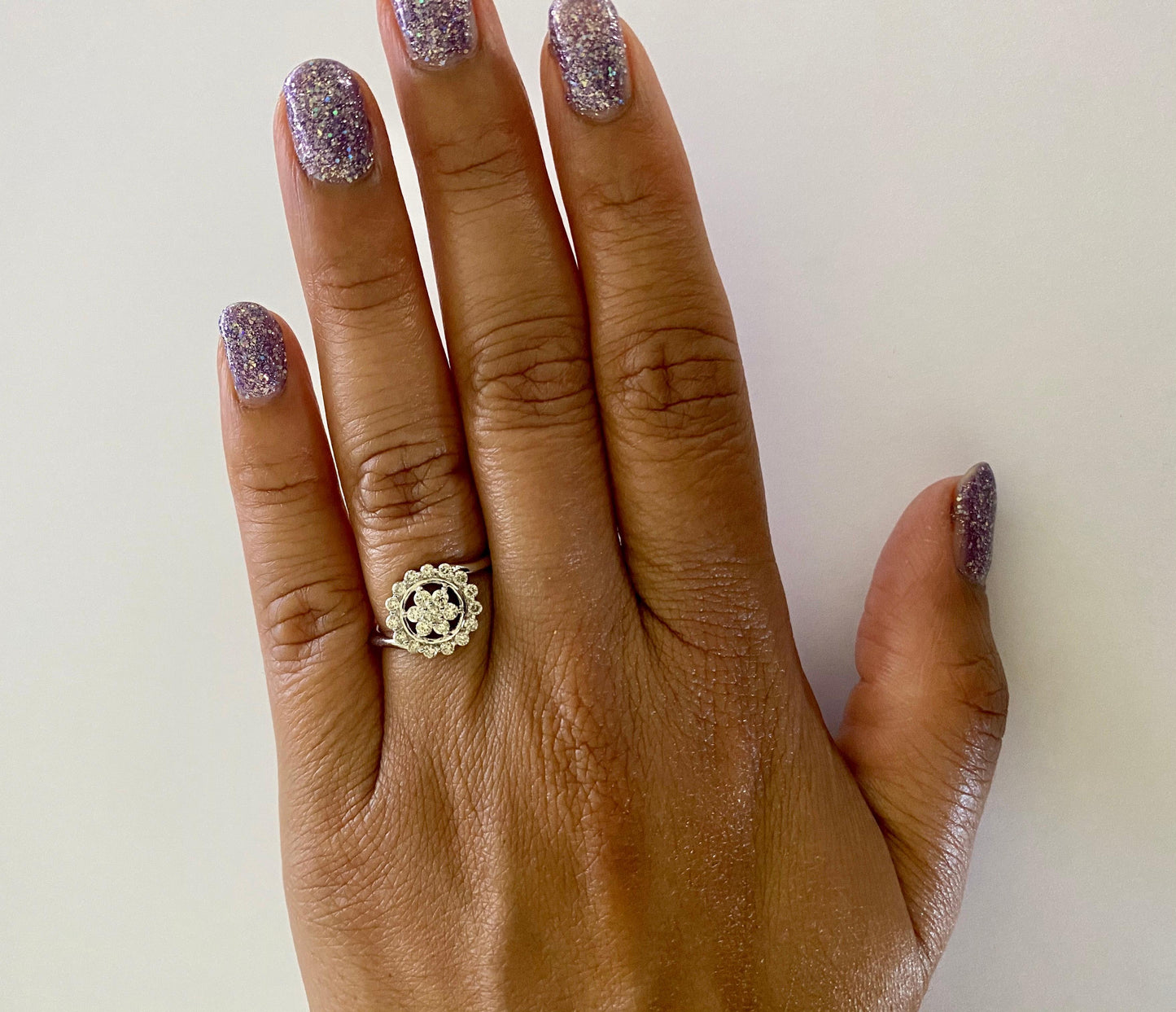 0.49 Carat Diamond 14 Karat White Gold Cluster Ring
