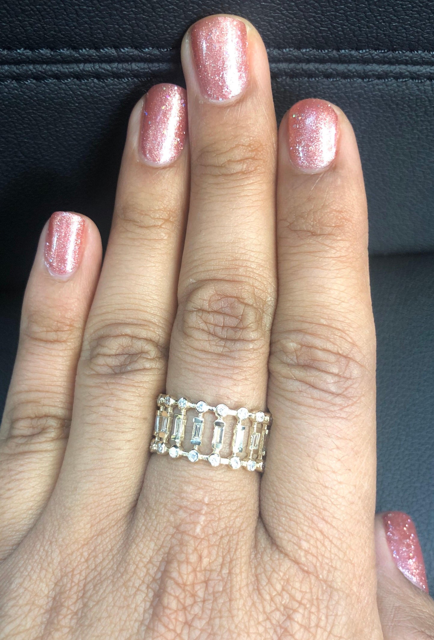 0.72 Carat Round Baguette Cut Diamond Band 14 Karat Yellow Gold