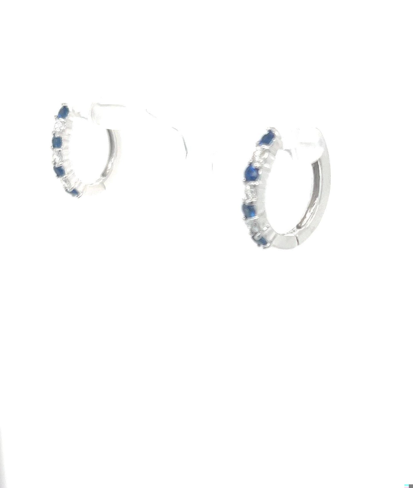 0.93 Carat Blue Sapphire Diamond White Gold Earrings