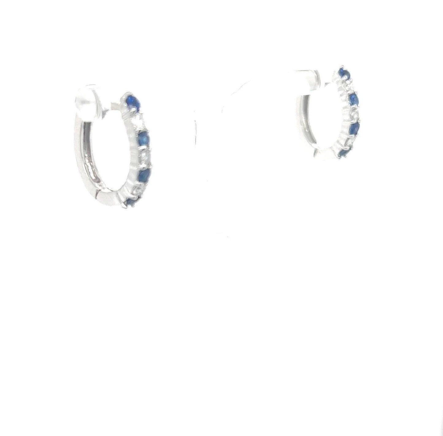0.93 Carat Blue Sapphire Diamond White Gold Earrings