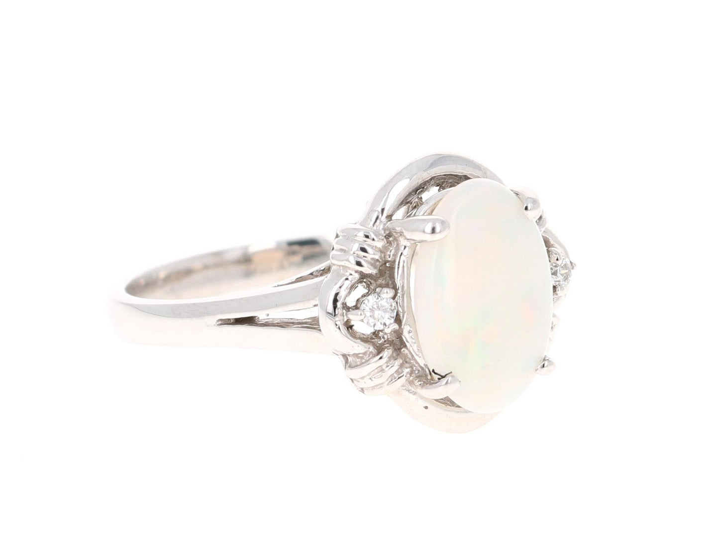 0.97 Carat Opal Diamond 14 Karat White Gold Ring