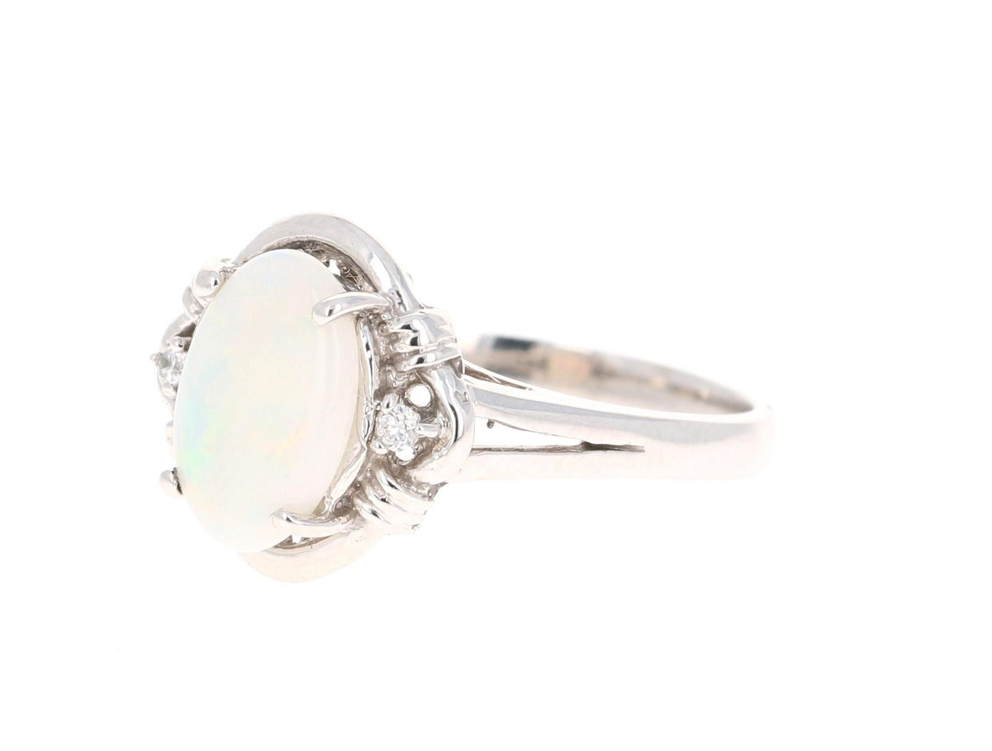 0.97 Carat Opal Diamond 14 Karat White Gold Ring