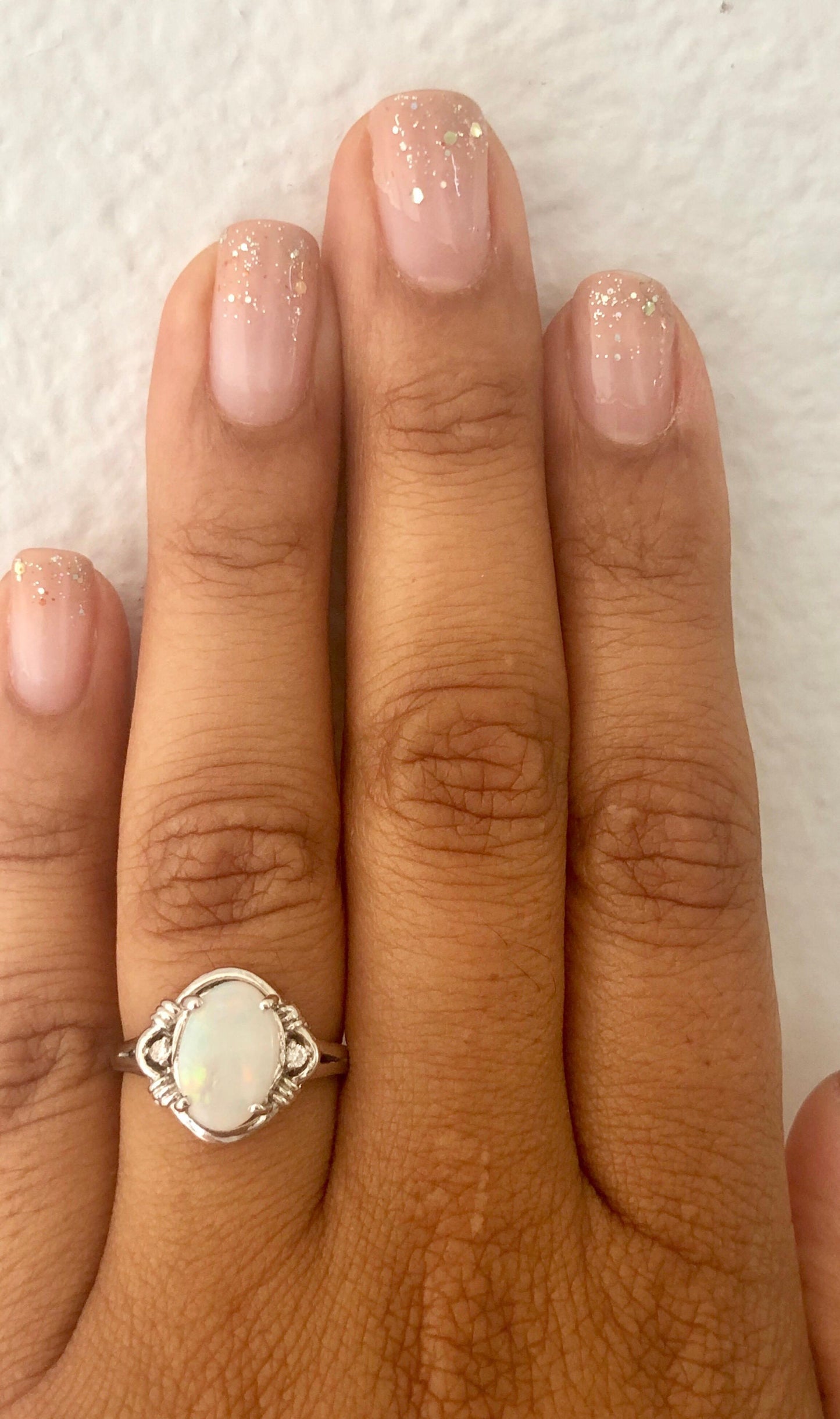 0.97 Carat Opal Diamond 14 Karat White Gold Ring