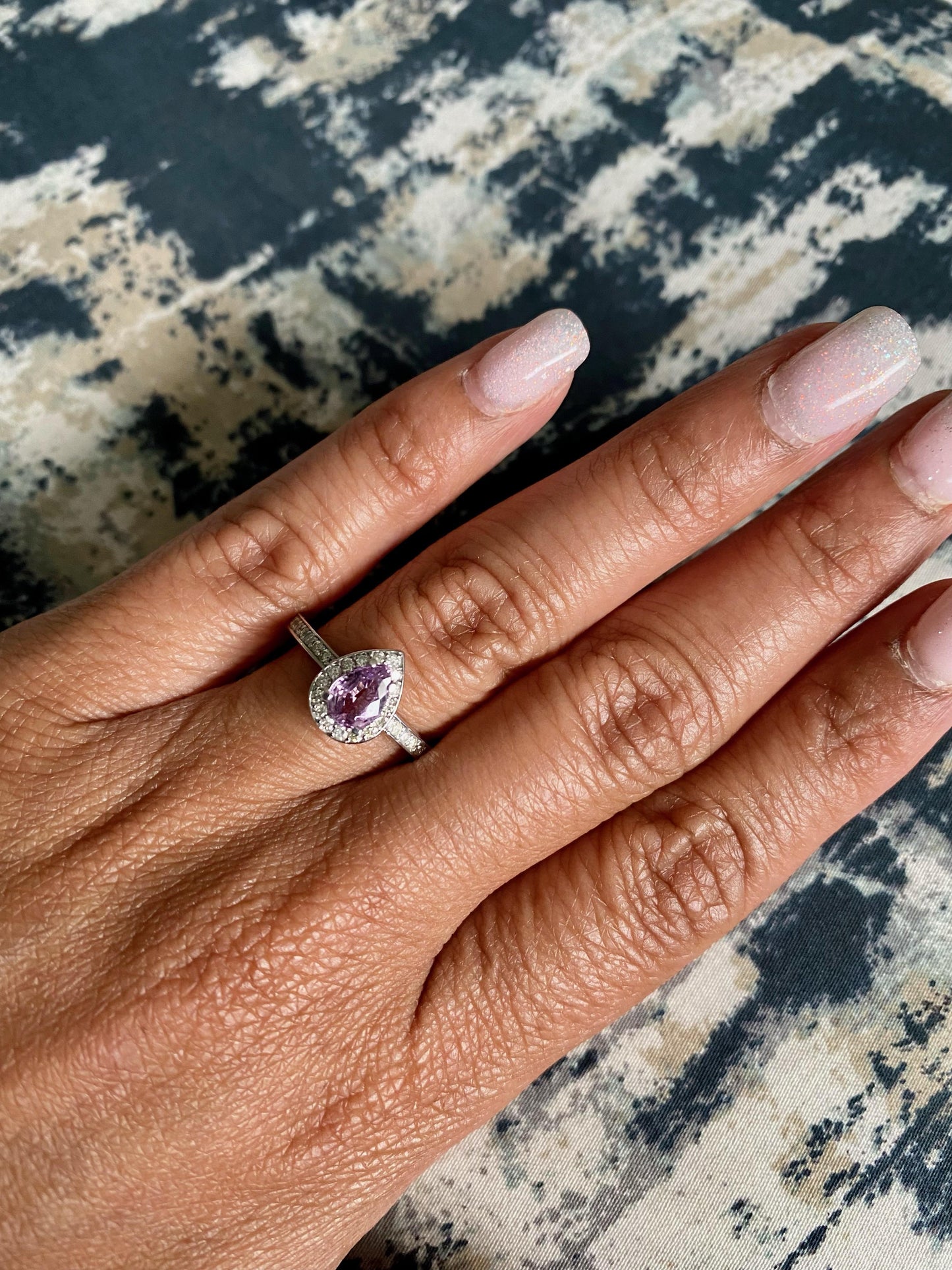 1.02 Carat Pink Sapphire Diamond 14 Karat White Gold Engagement Ring