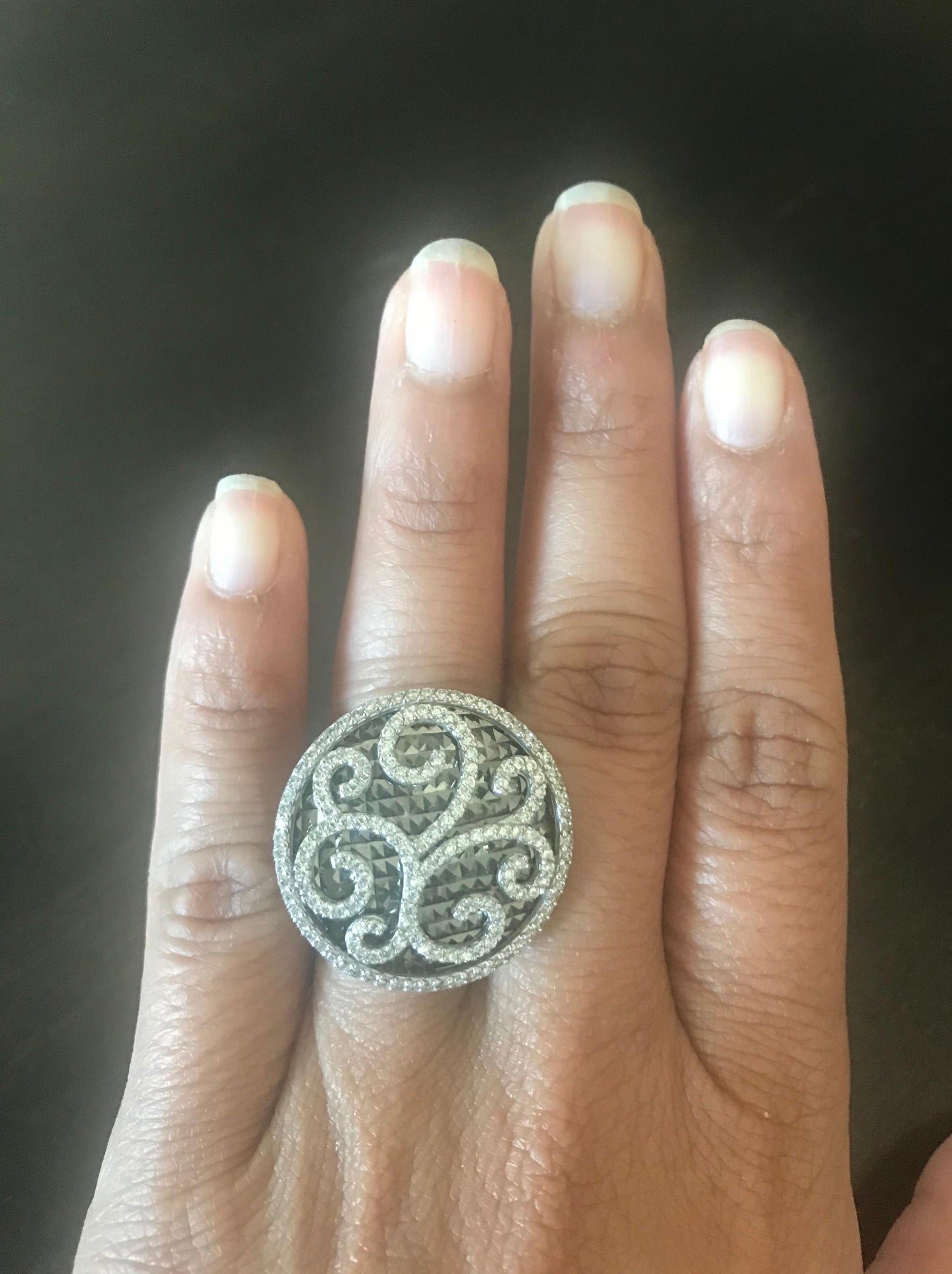 1.03 Carat Diamond Cocktail Ring with Black Rhodium in 14 Karat White Gold