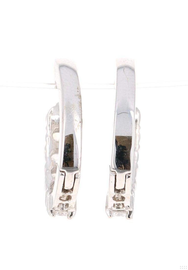 1.05 Carat Hoop Huggie Earring 18 Karat White Gold
