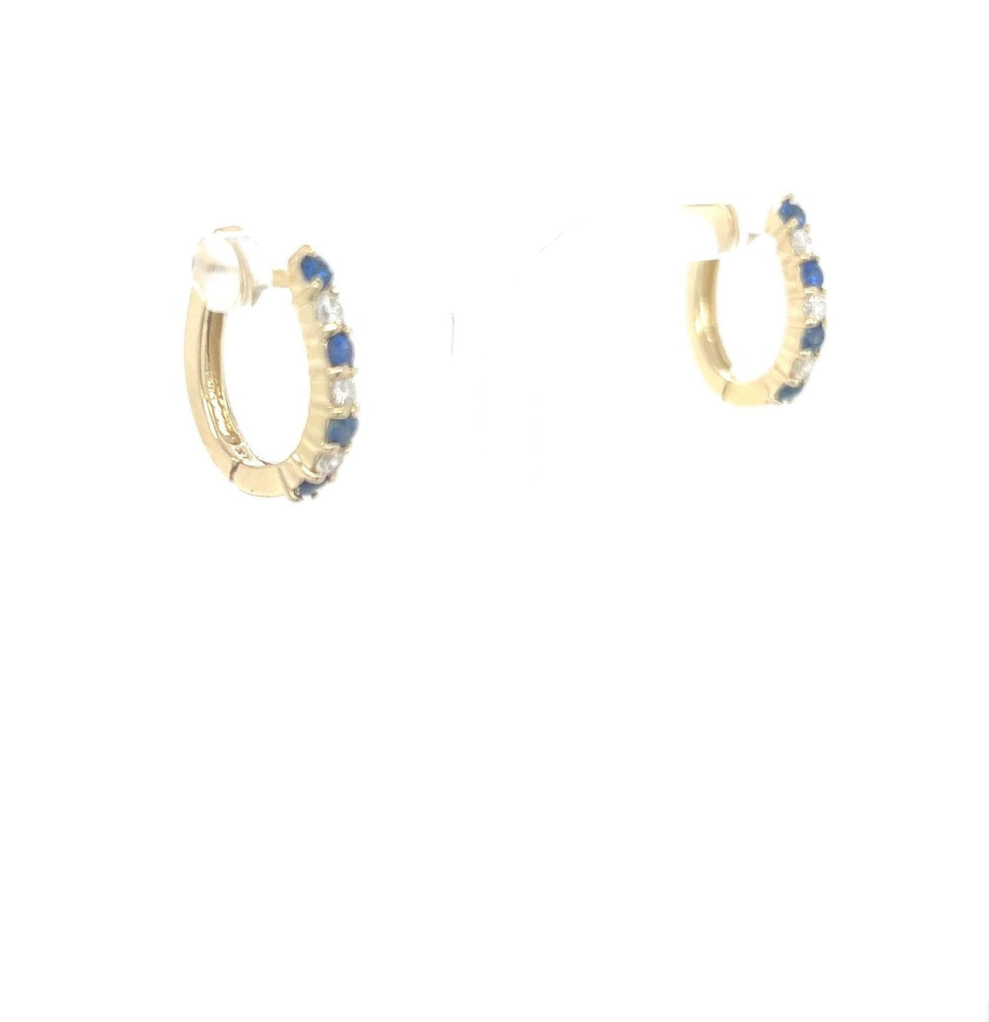 1.06 Carat Blue Sapphire Diamond Yellow Gold Earrings