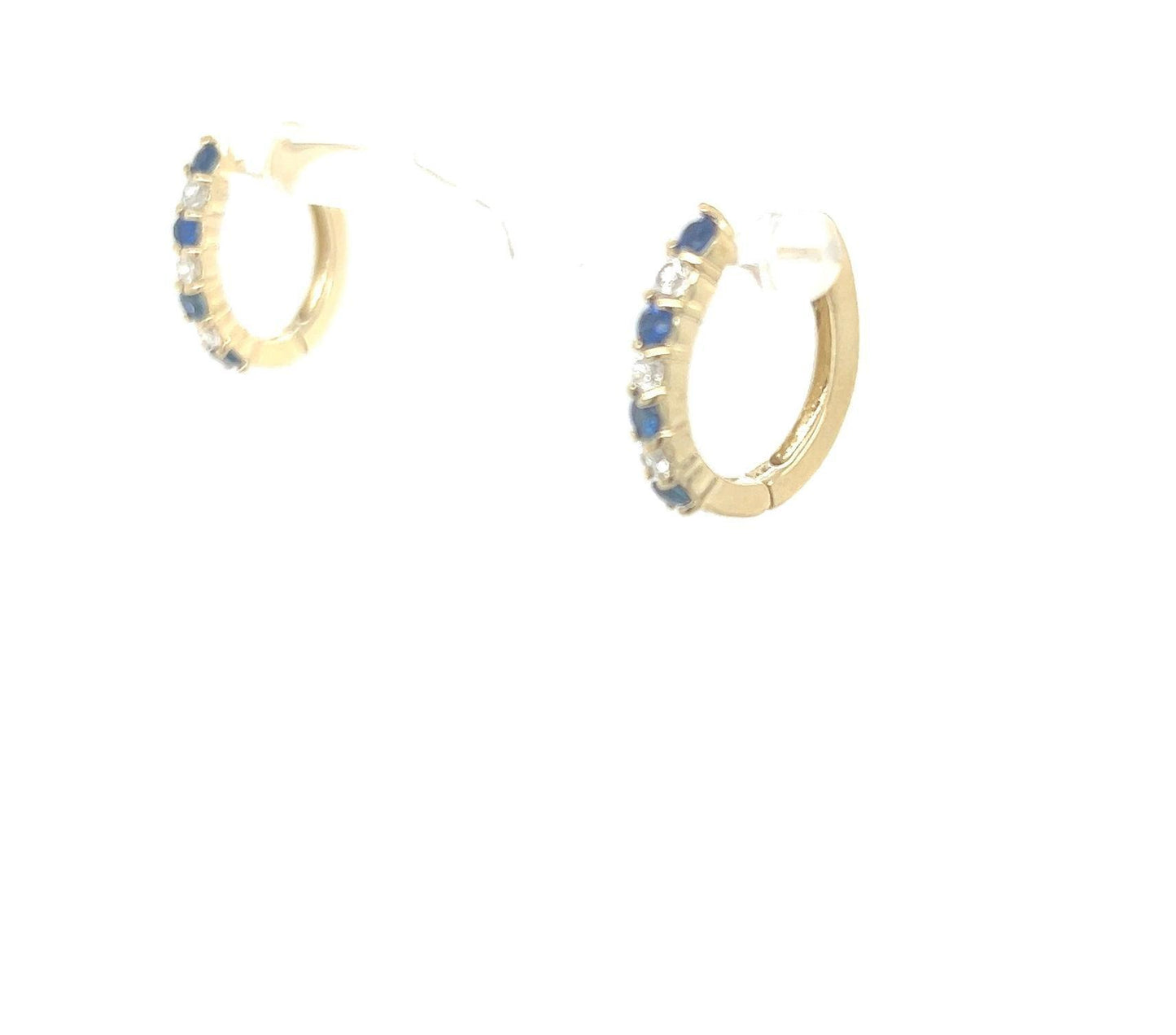 1.06 Carat Blue Sapphire Diamond Yellow Gold Earrings