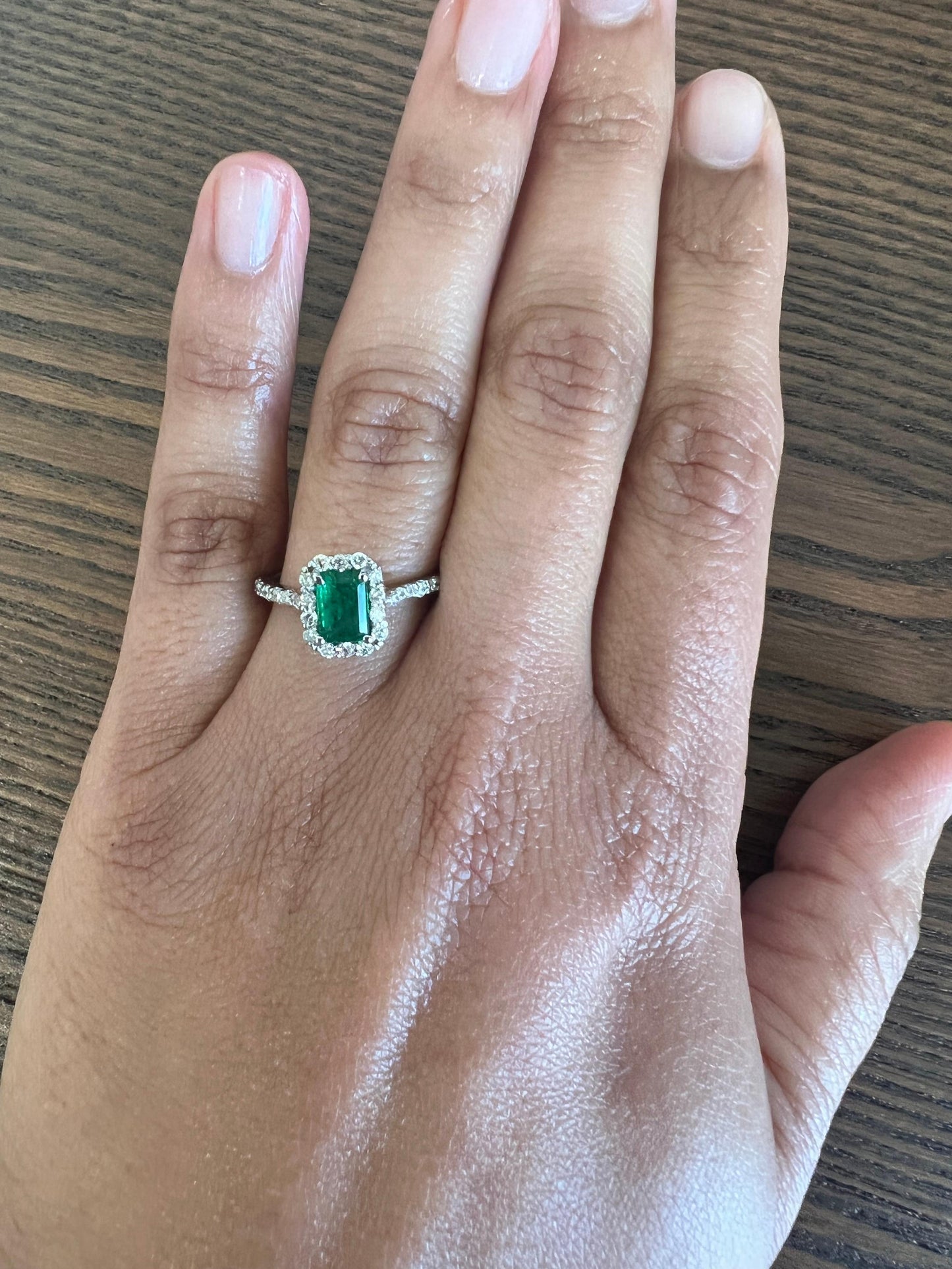 1.31 Carat Emerald Diamond White Gold Engagement Ring