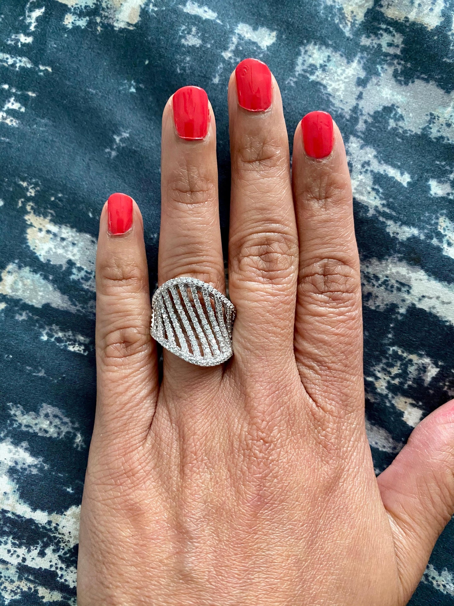 1.33 Carat Diamond Cocktail Ring 14 Karat White Gold