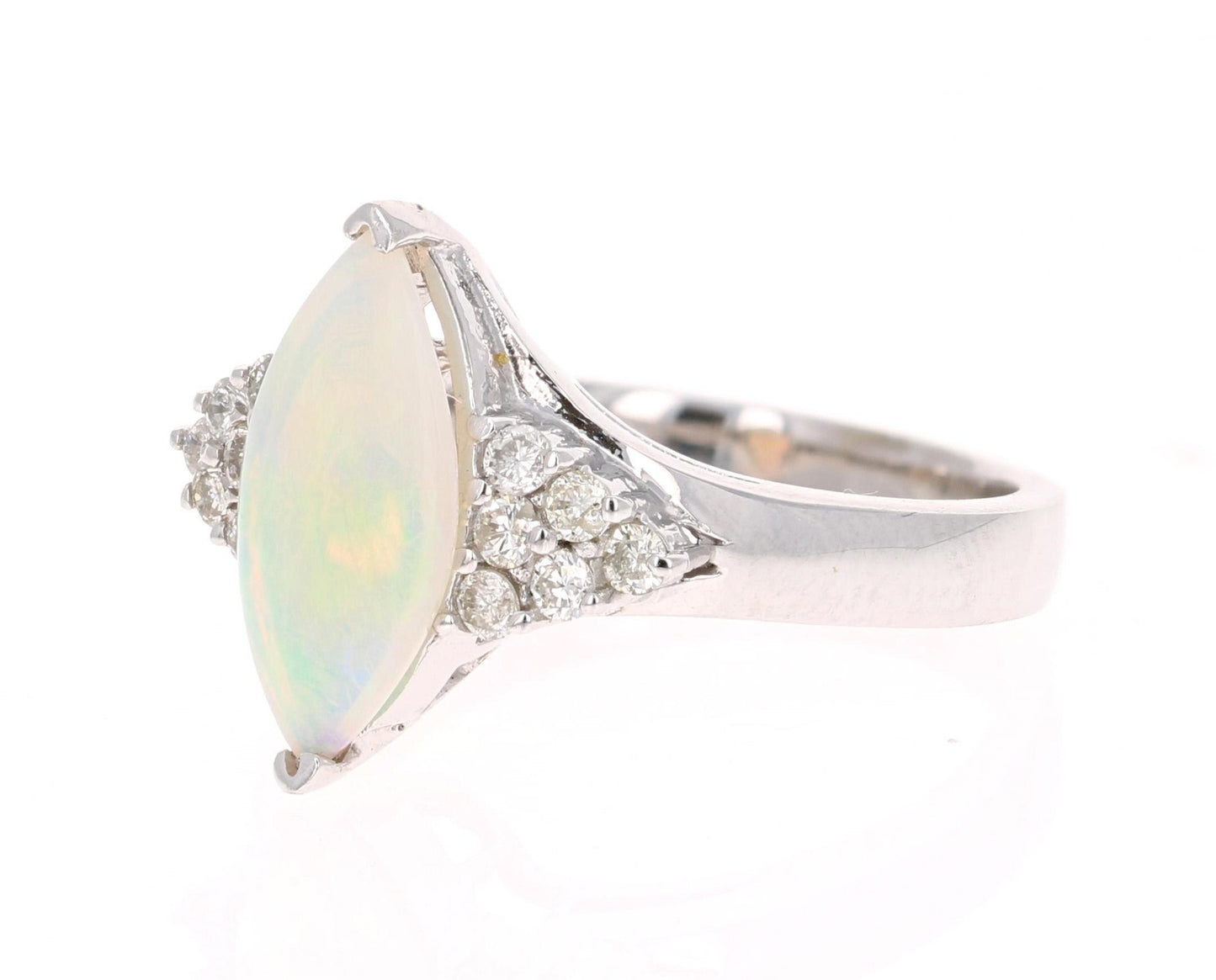 1.36 Carat Opal Diamond 14 Karat White Gold Ring
