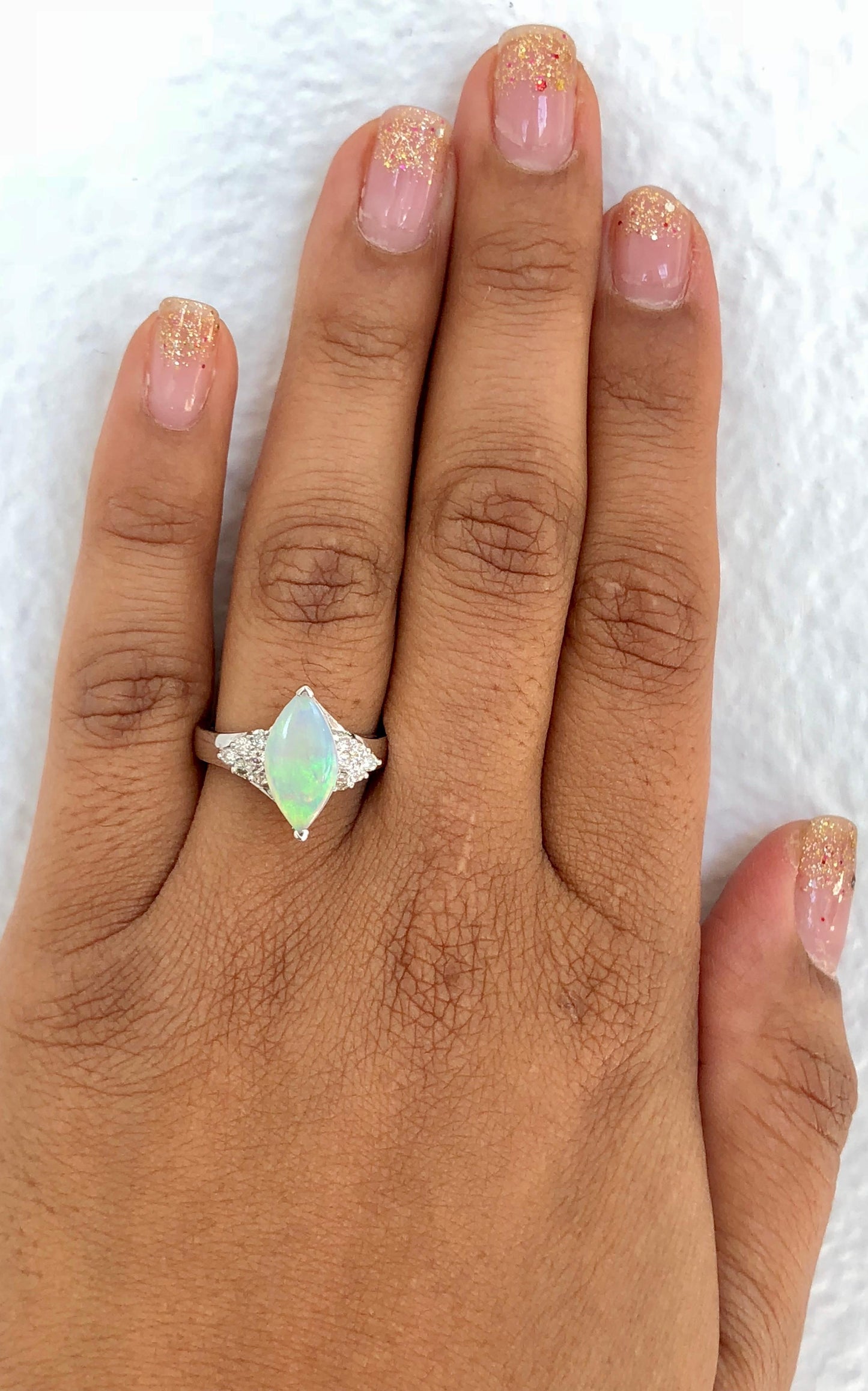 1.36 Carat Opal Diamond 14 Karat White Gold Ring
