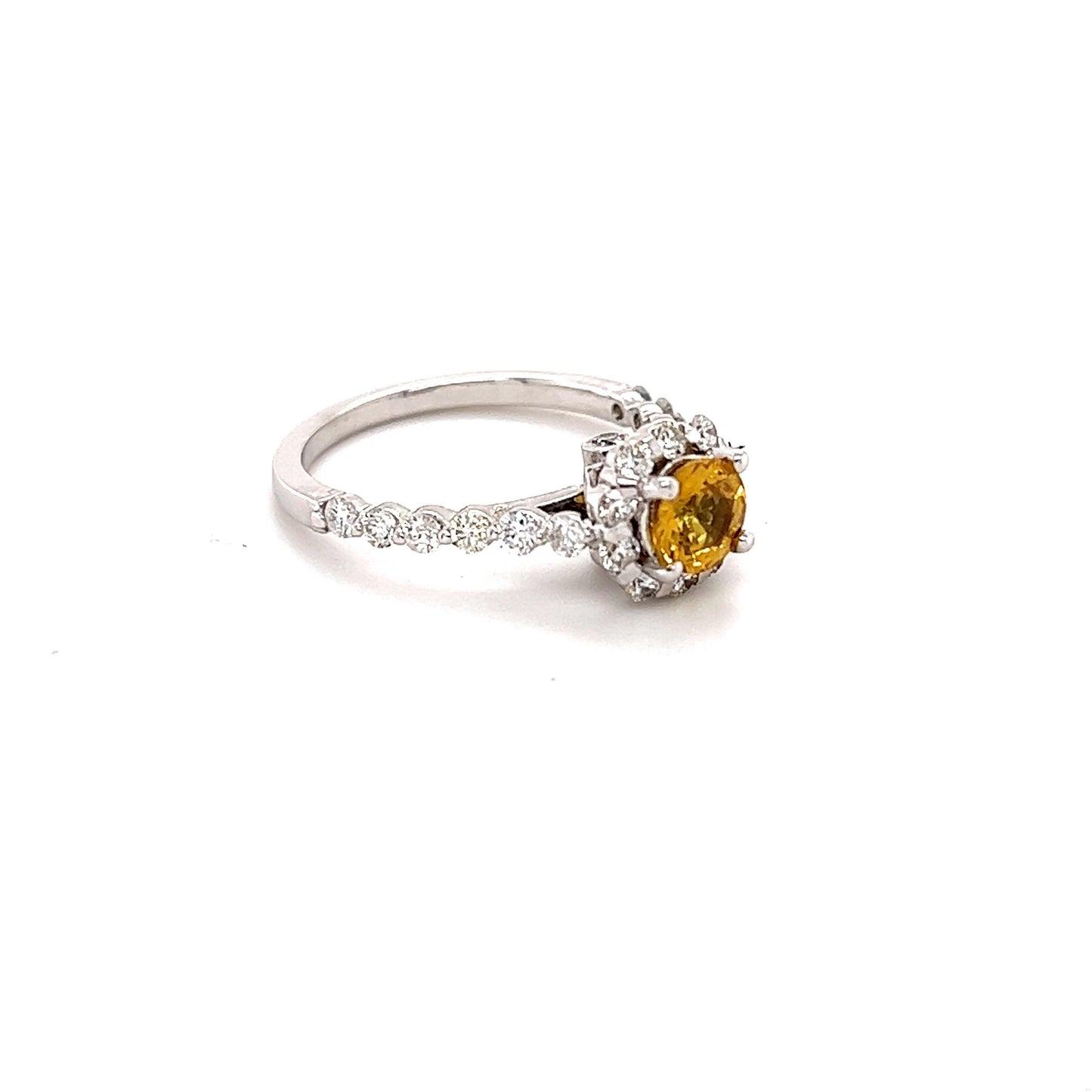 1.37 Carat Yellow Sapphire Diamond White Gold Engagement Ring