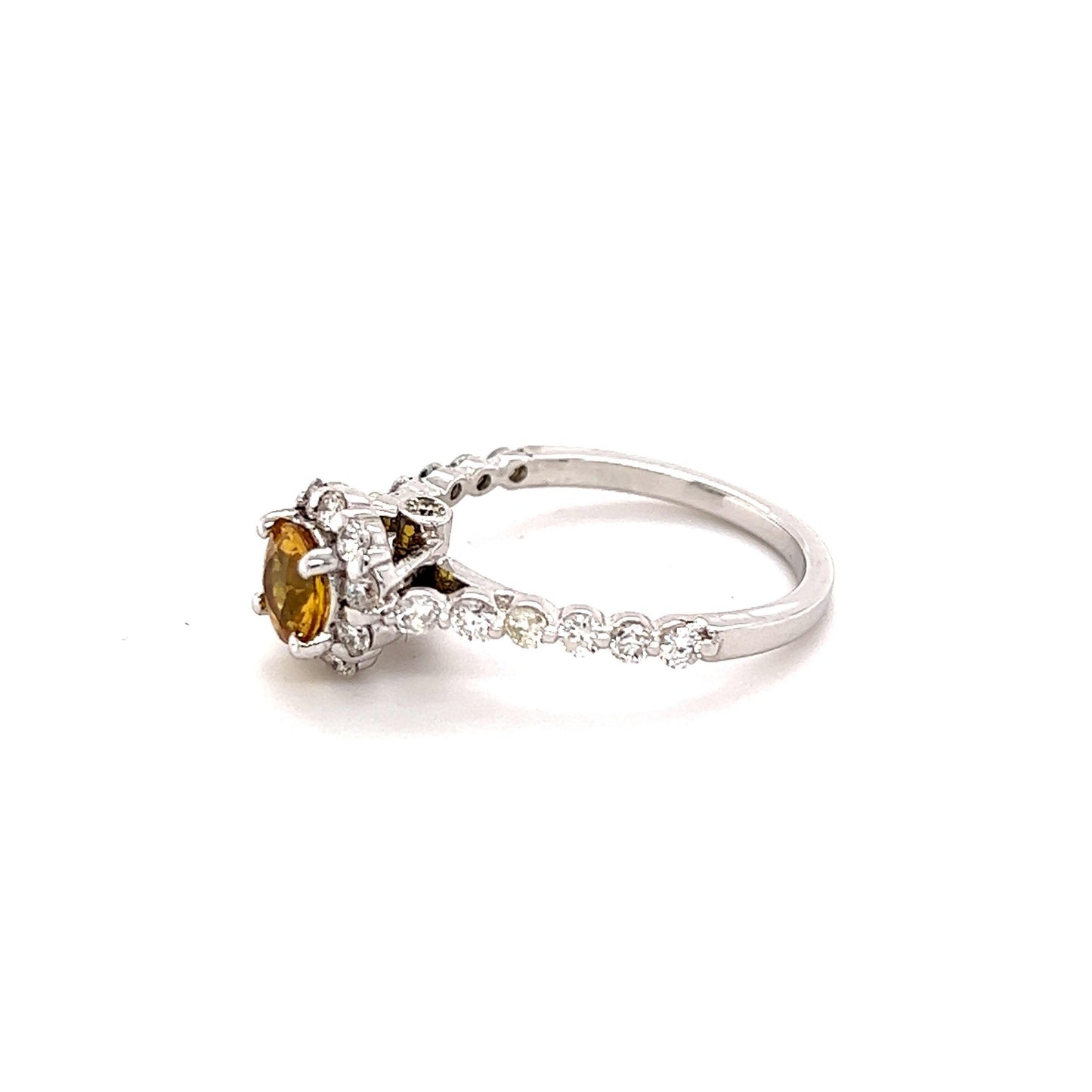 1.37 Carat Yellow Sapphire Diamond White Gold Engagement Ring