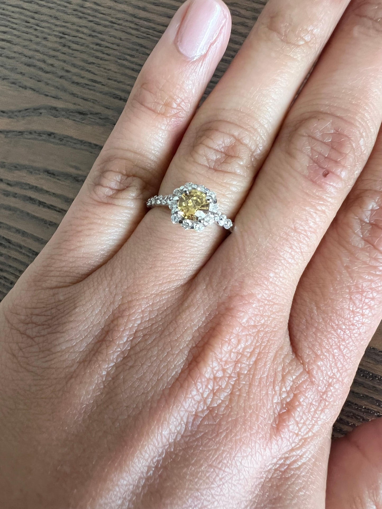 1.37 Carat Yellow Sapphire Diamond White Gold Engagement Ring
