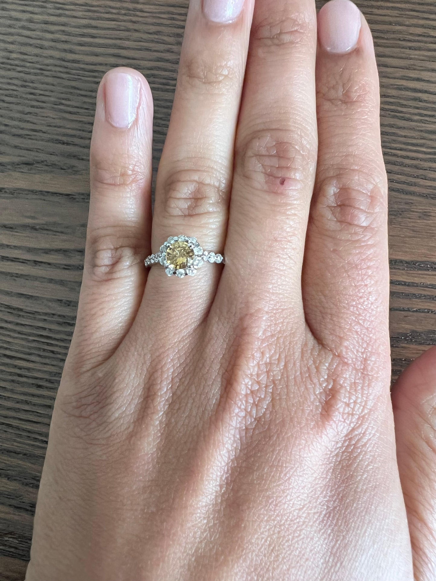 1.37 Carat Yellow Sapphire Diamond White Gold Engagement Ring