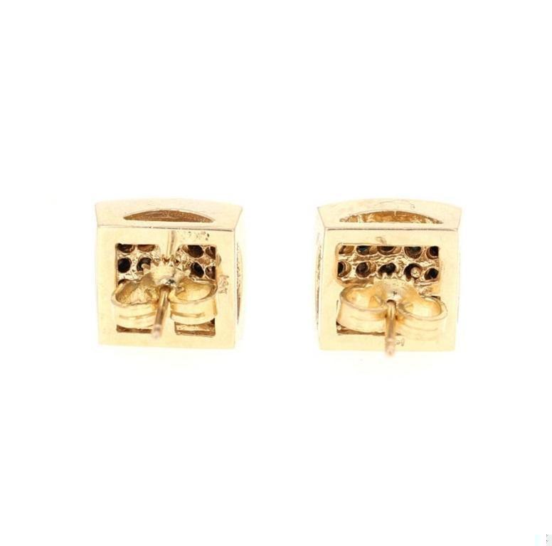 1.38 Carat Black Diamond Yellow Gold Earring Studs