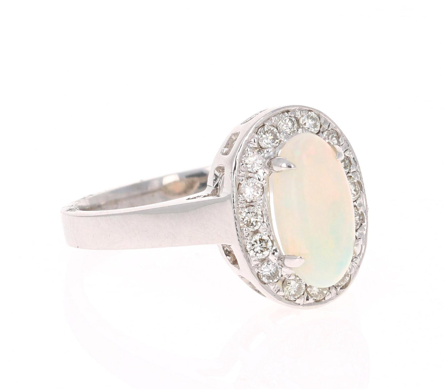 1.48 Carat Opal Diamond 14 Karat White Gold Ring