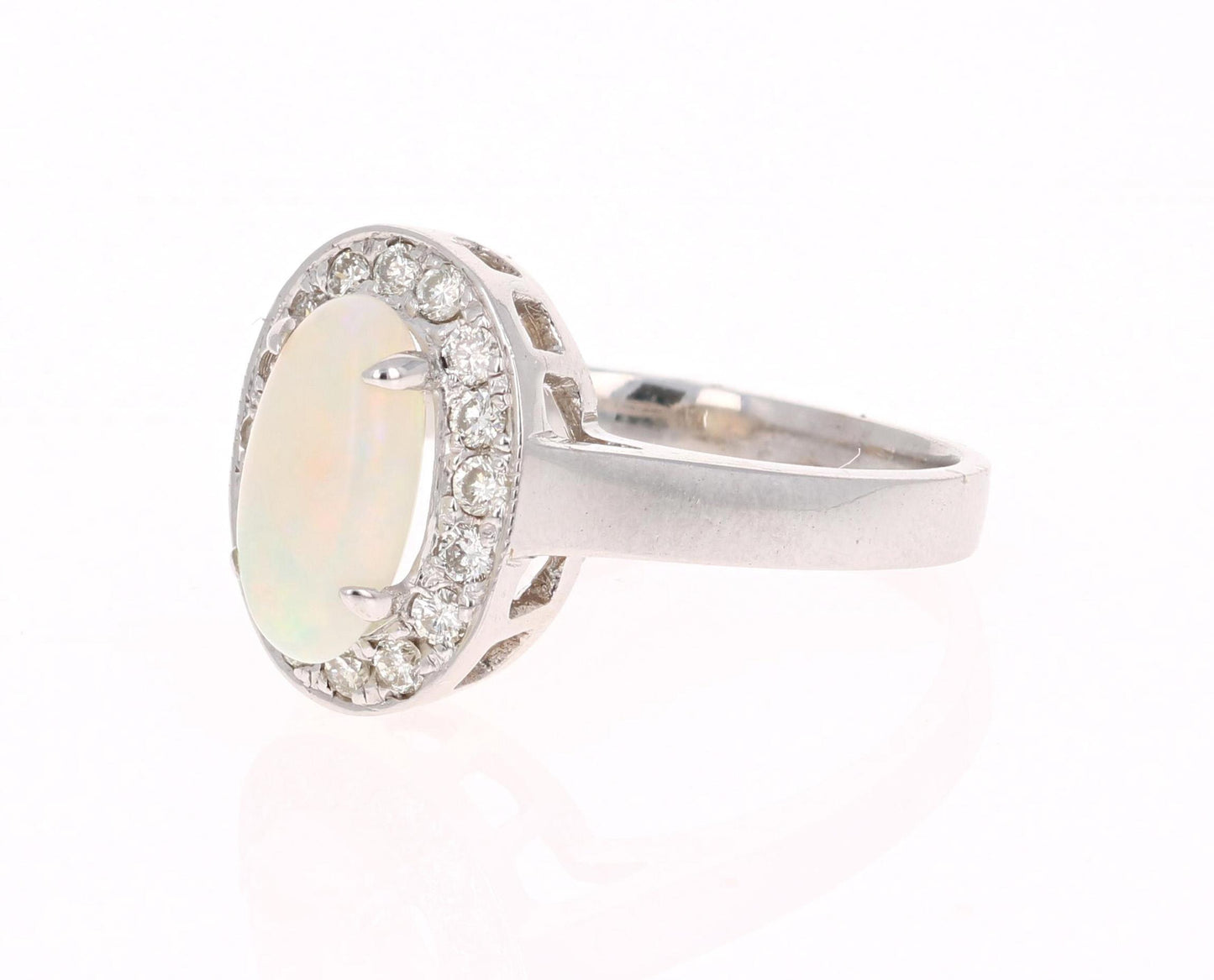 1.48 Carat Opal Diamond 14 Karat White Gold Ring