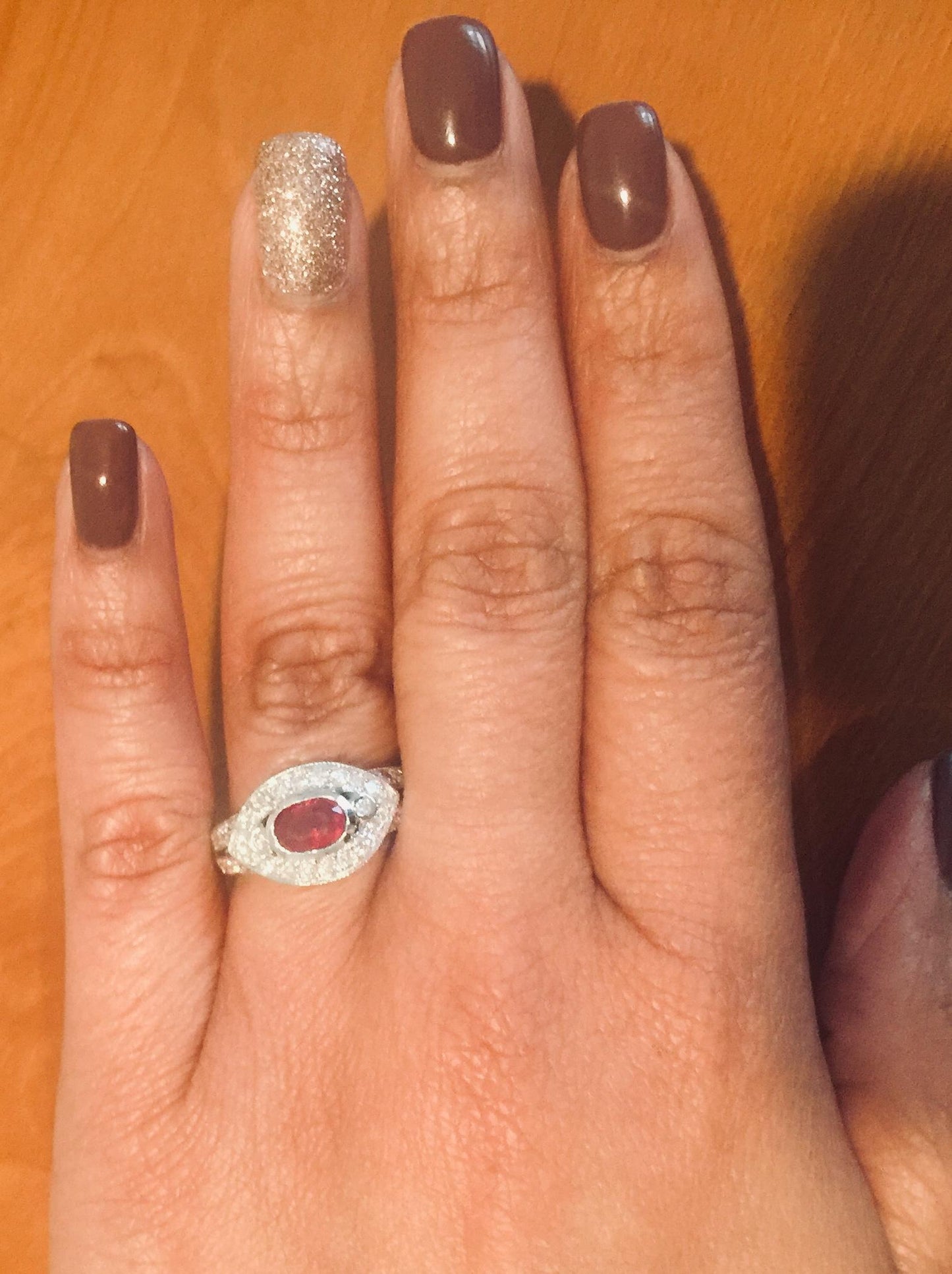 1.51 Carat Oval Cut Burmese Ruby Diamond 14 Karat White Gold Ring Cocktail