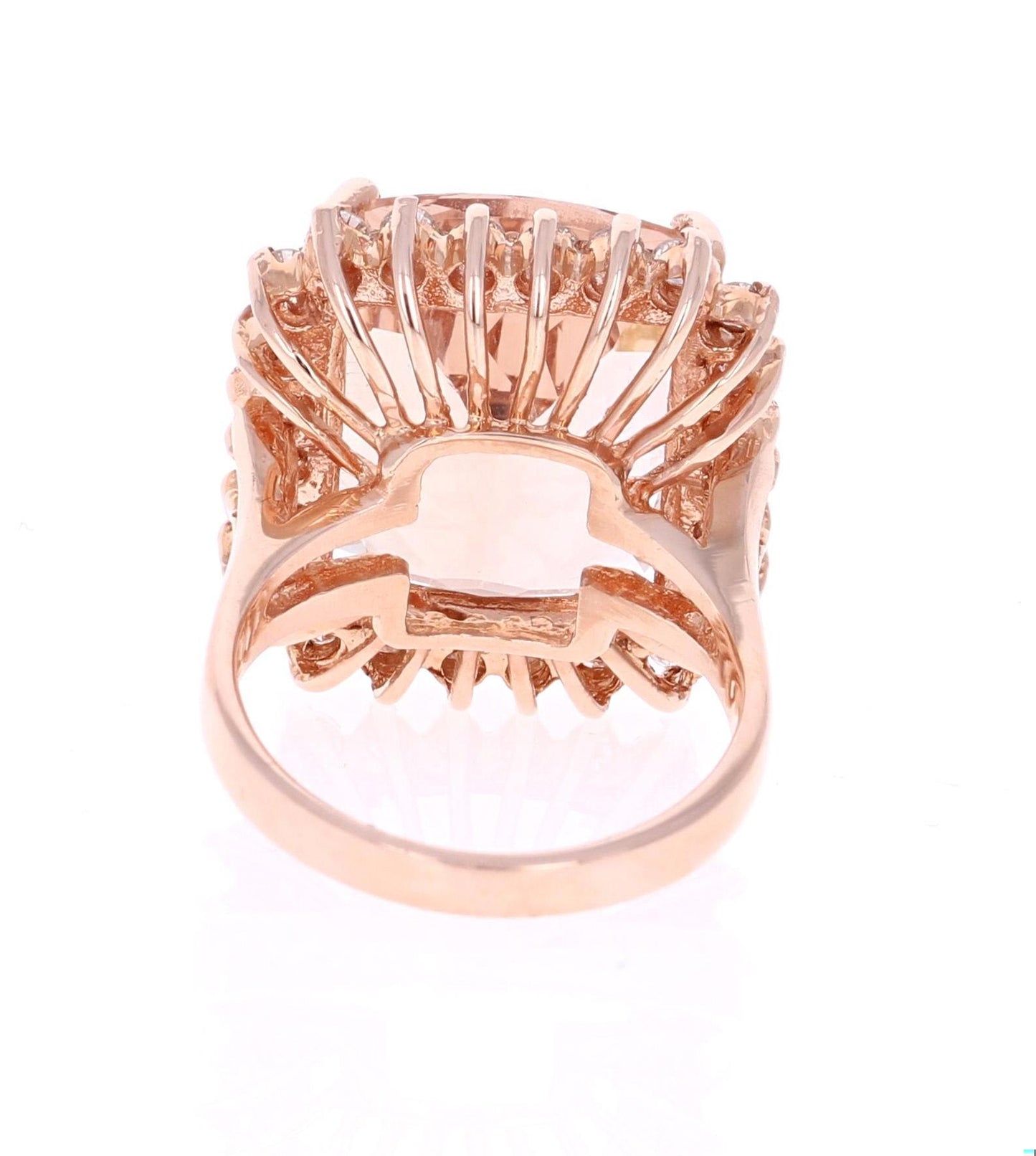 16.07 Carat Morganite Diamond 14 Karat Rose Gold Cocktail Ring
