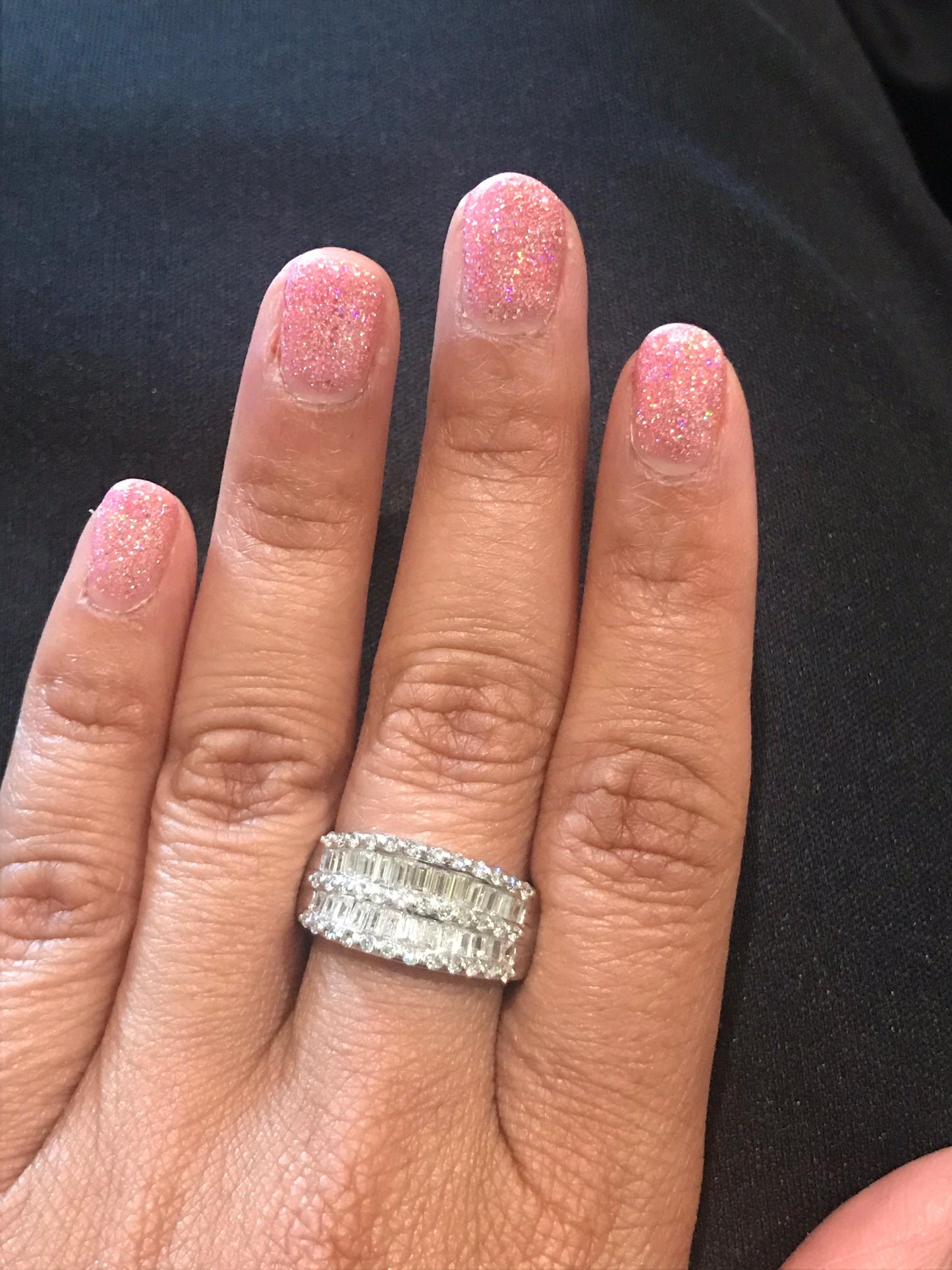 1.60 Carat Baguette and Round Cut Diamond Band 14 Karat White Gold
