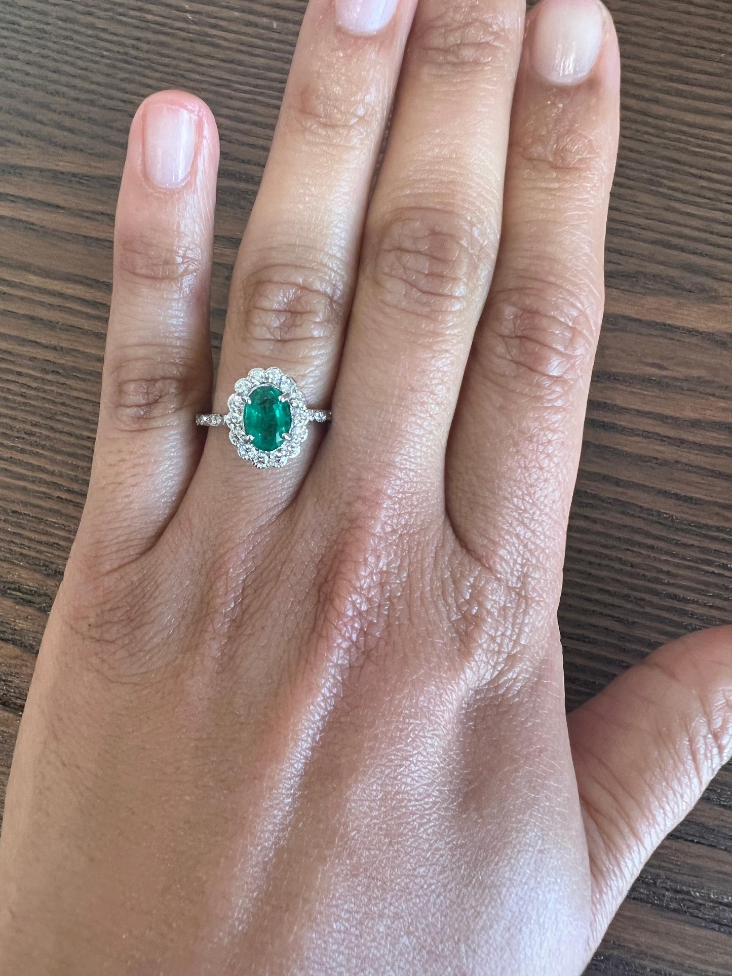 1.62 Carat Emerald Diamond White Gold Engagement Ring