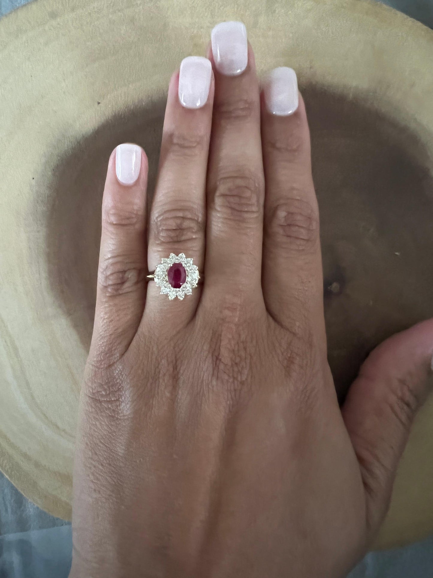 1.63 Carat Ruby Diamond 14 Karat Yellow Gold Ring