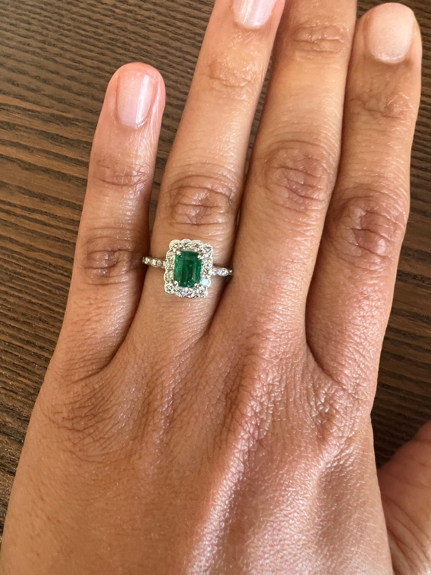 1.65 Carat Emerald Diamond 18 Karat White Gold Engagement Ring