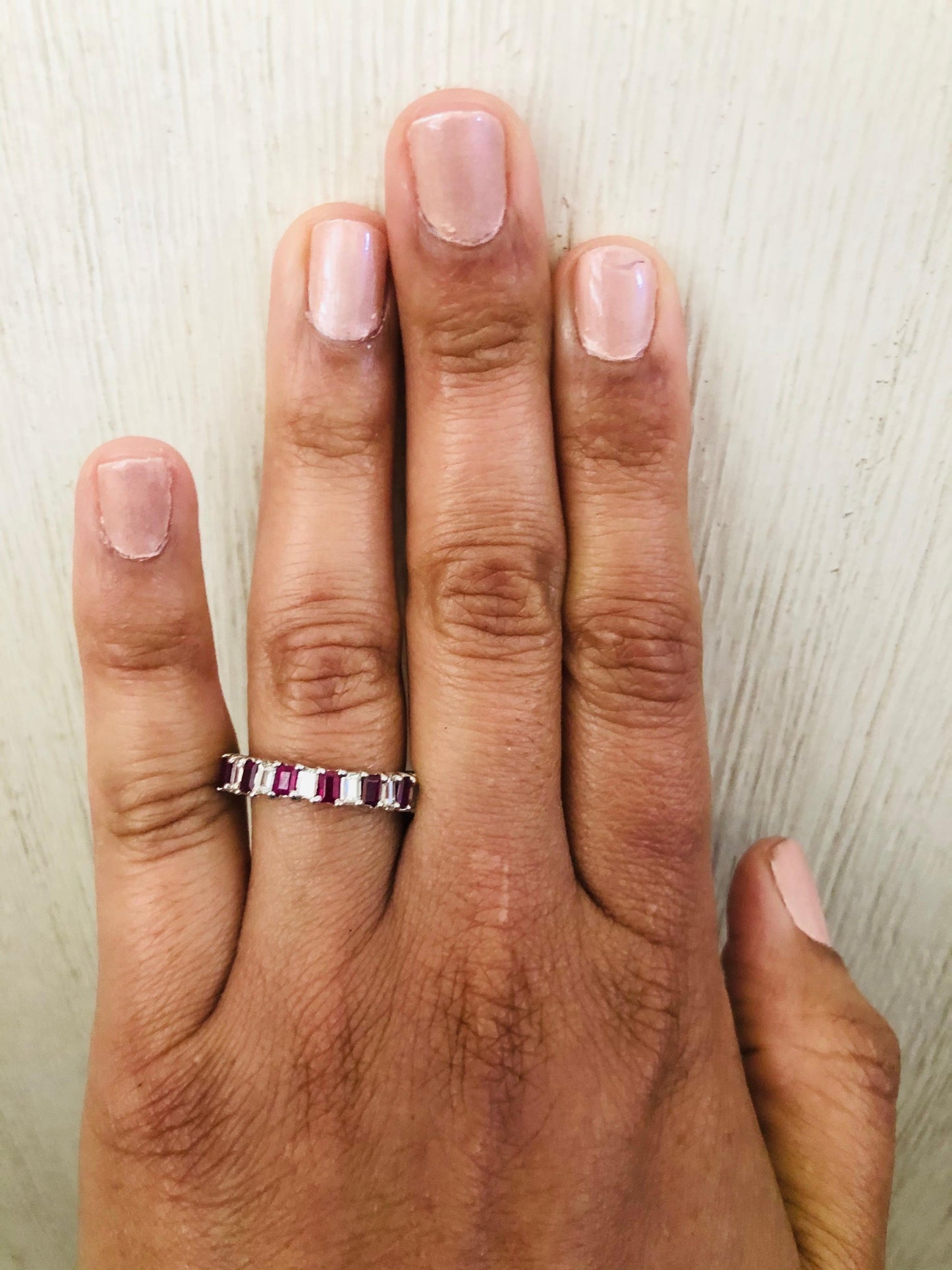 1.69 Carat Ruby Diamond 18 Karat White Gold Band