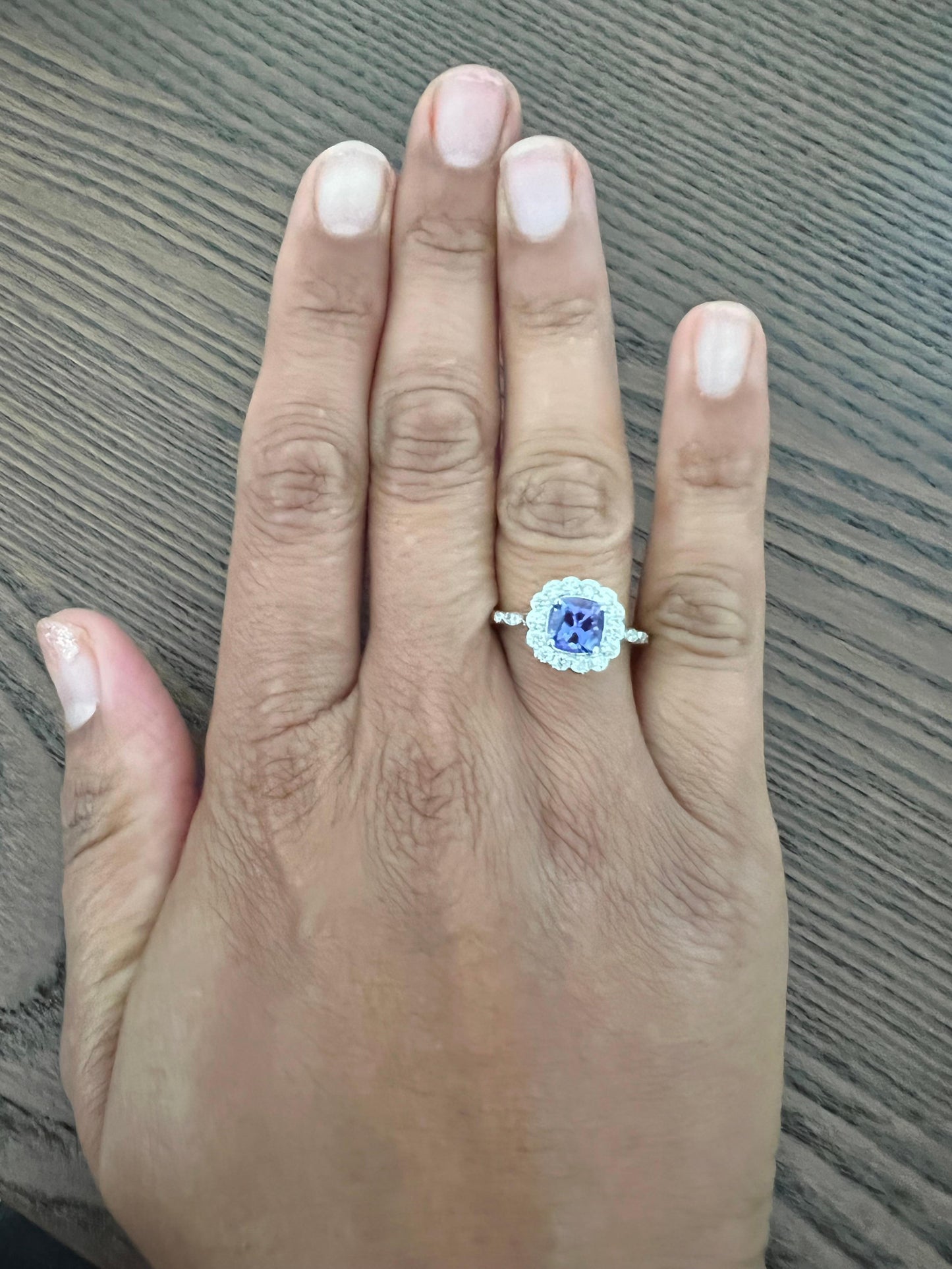 1.70 Carat Tanzanite Diamond 18 Karat White Gold Ring