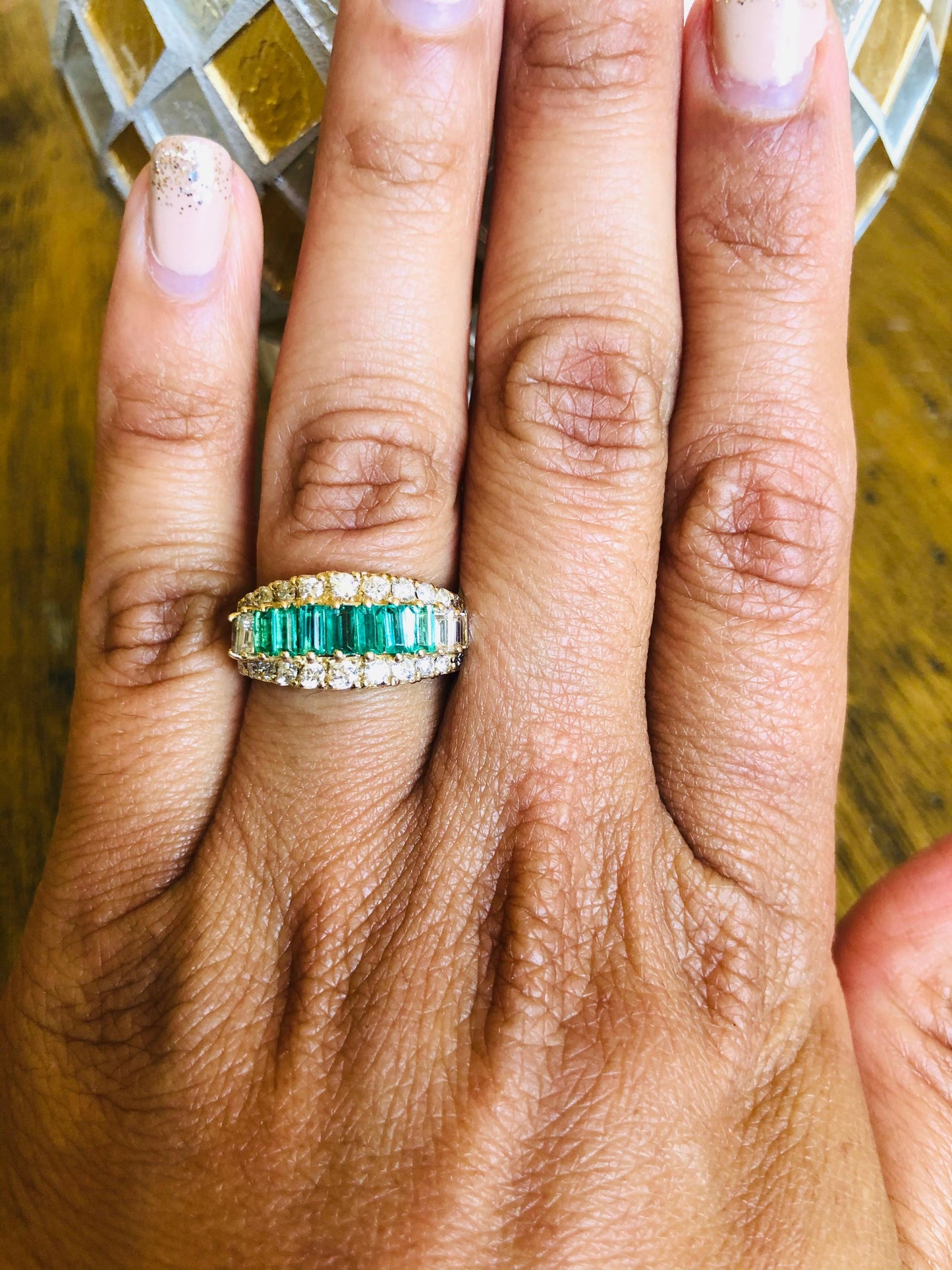 1.71 Carat Emerald Diamond 14 Karat Yellow Gold Ring