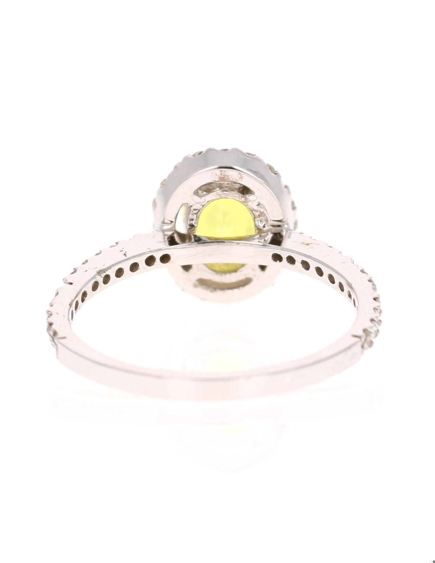 1.71 Carat Yellow Sapphire Diamond Halo Ring 14 Karat White Gold