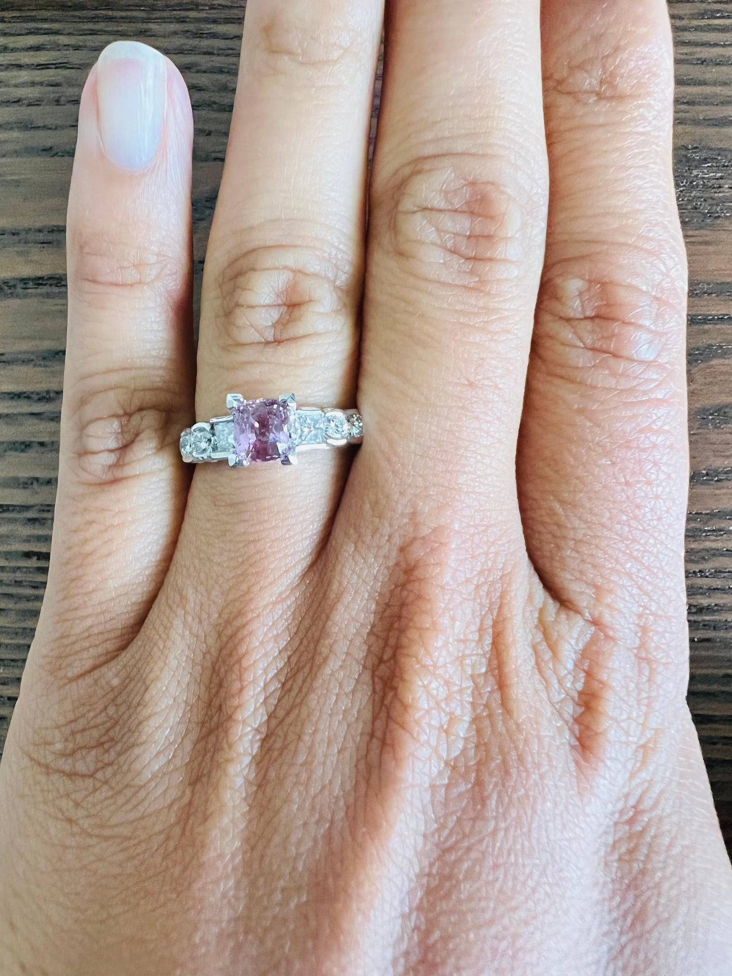 1.72 Carat Pink Sapphire Diamond Platinum Engagement Ring