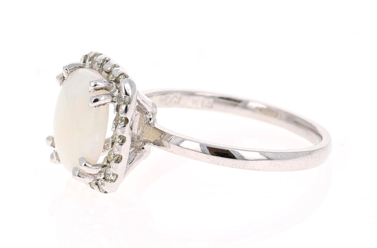 1.77 Carat Opal Diamond 14 Karat White Gold Ring