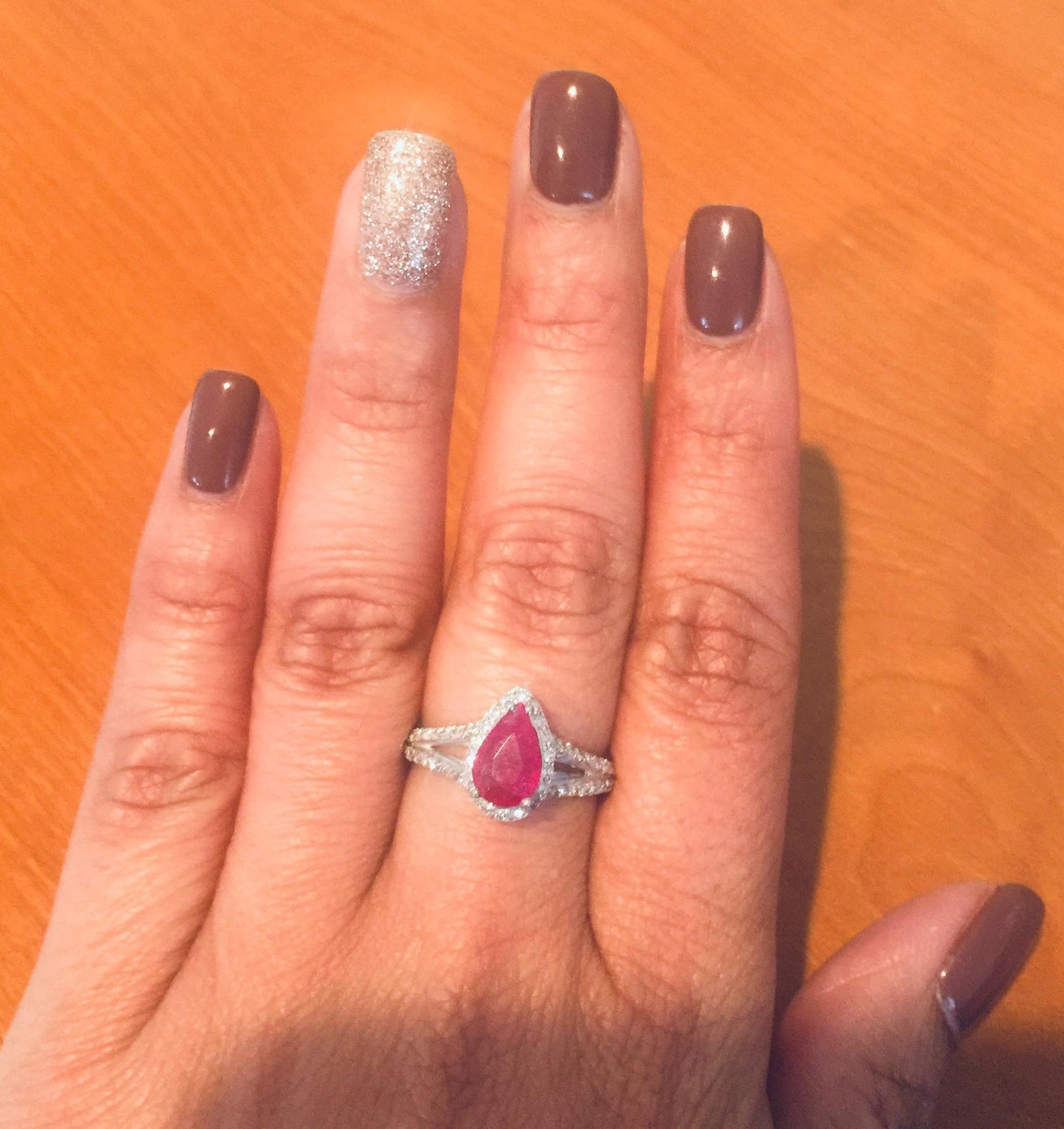 1.78 Carat Ruby Diamond 18 Karat White Gold Ring