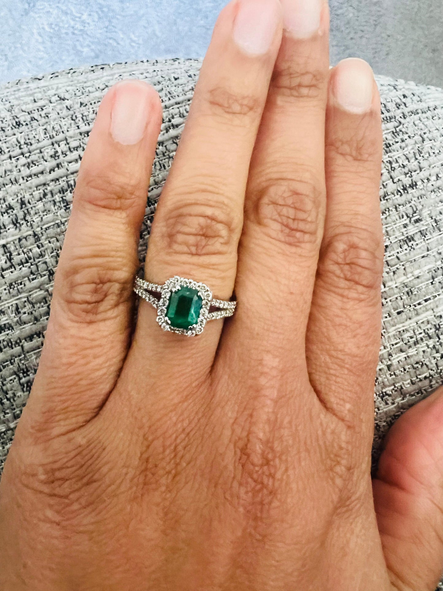 1.85 Carat Emerald Diamond 18 Karat White Gold Engagement Ring