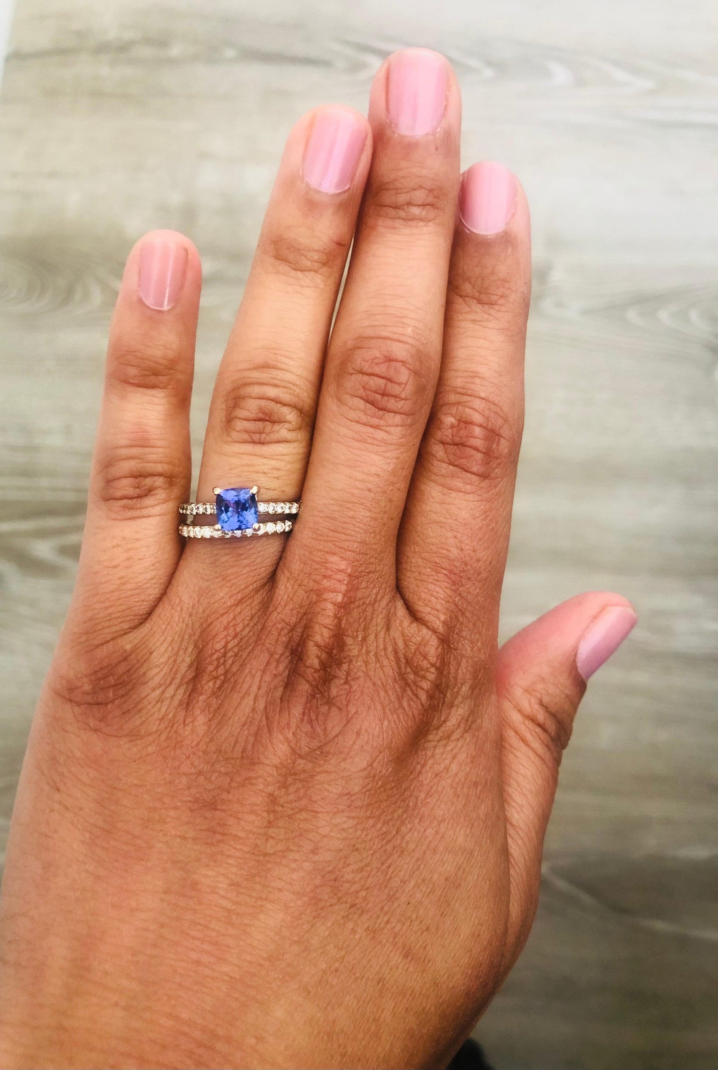 1.88 Carat Tanzanite Diamond 14 Karat Yellow Gold Engagement Ring with Band