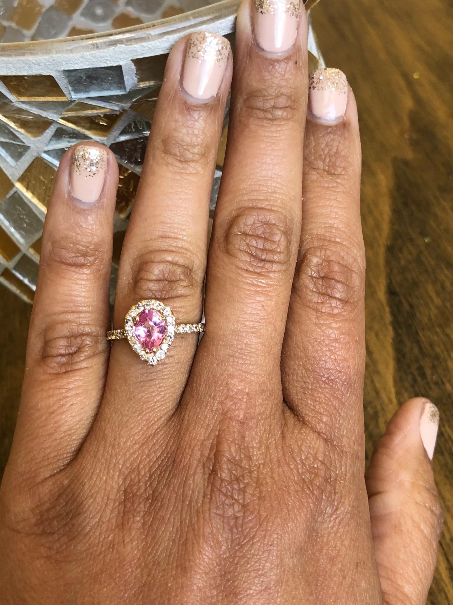 1.90 Carat Pink Sapphire Diamond 14 Karat Rose Gold Engagement Ring