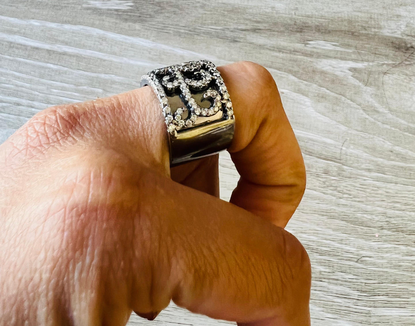 1.95 Carat Diamond Cocktail Ring with Black Rhodium 18 Karat Gold
