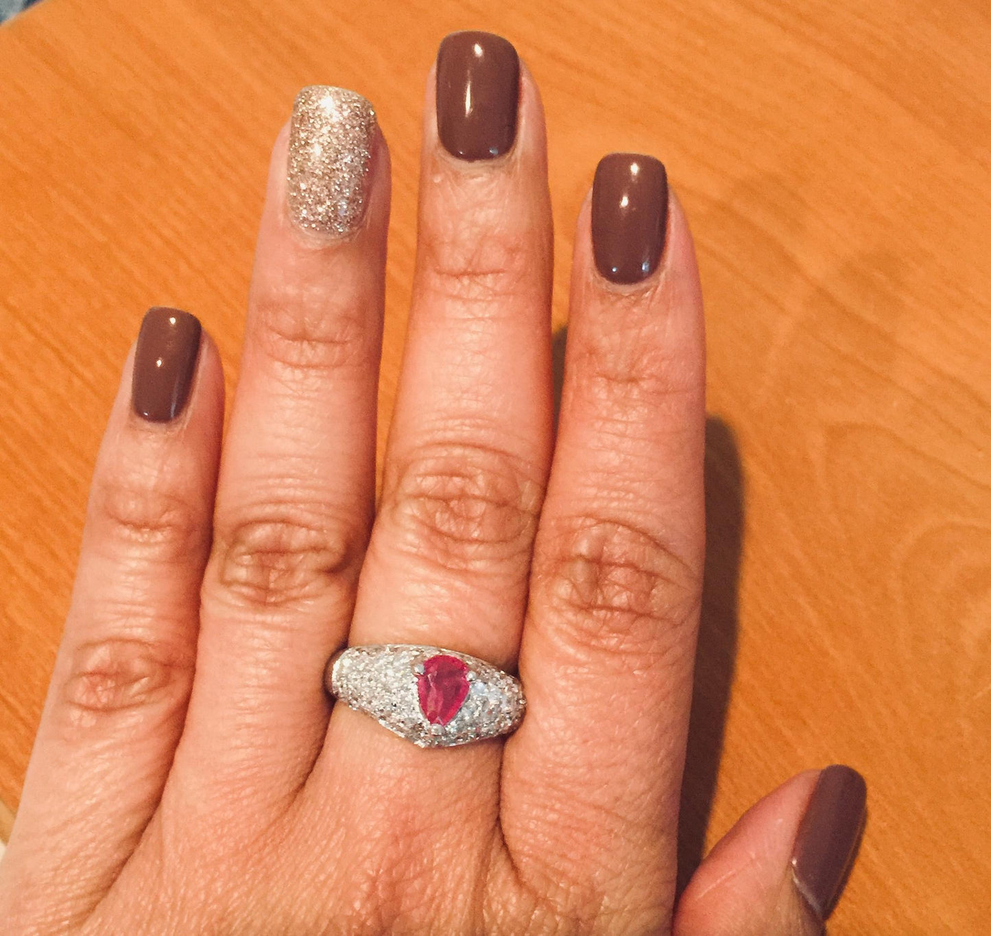 1.96 Carat Ruby Diamond 18 Karat White Gold Cocktail Ring