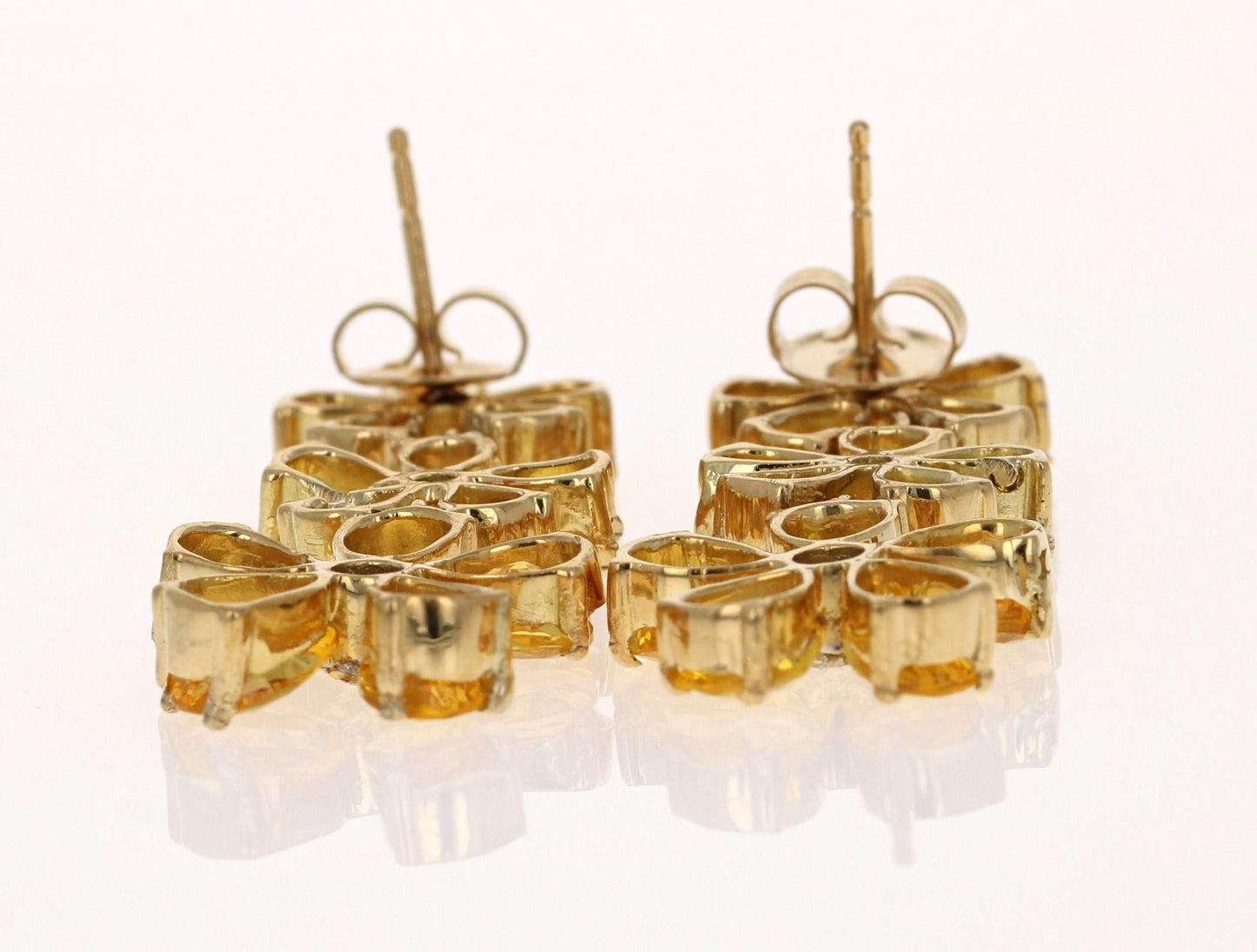 19.90 Carat Yellow Sapphire Diamond 18 Karat Yellow Gold Drop Earrings