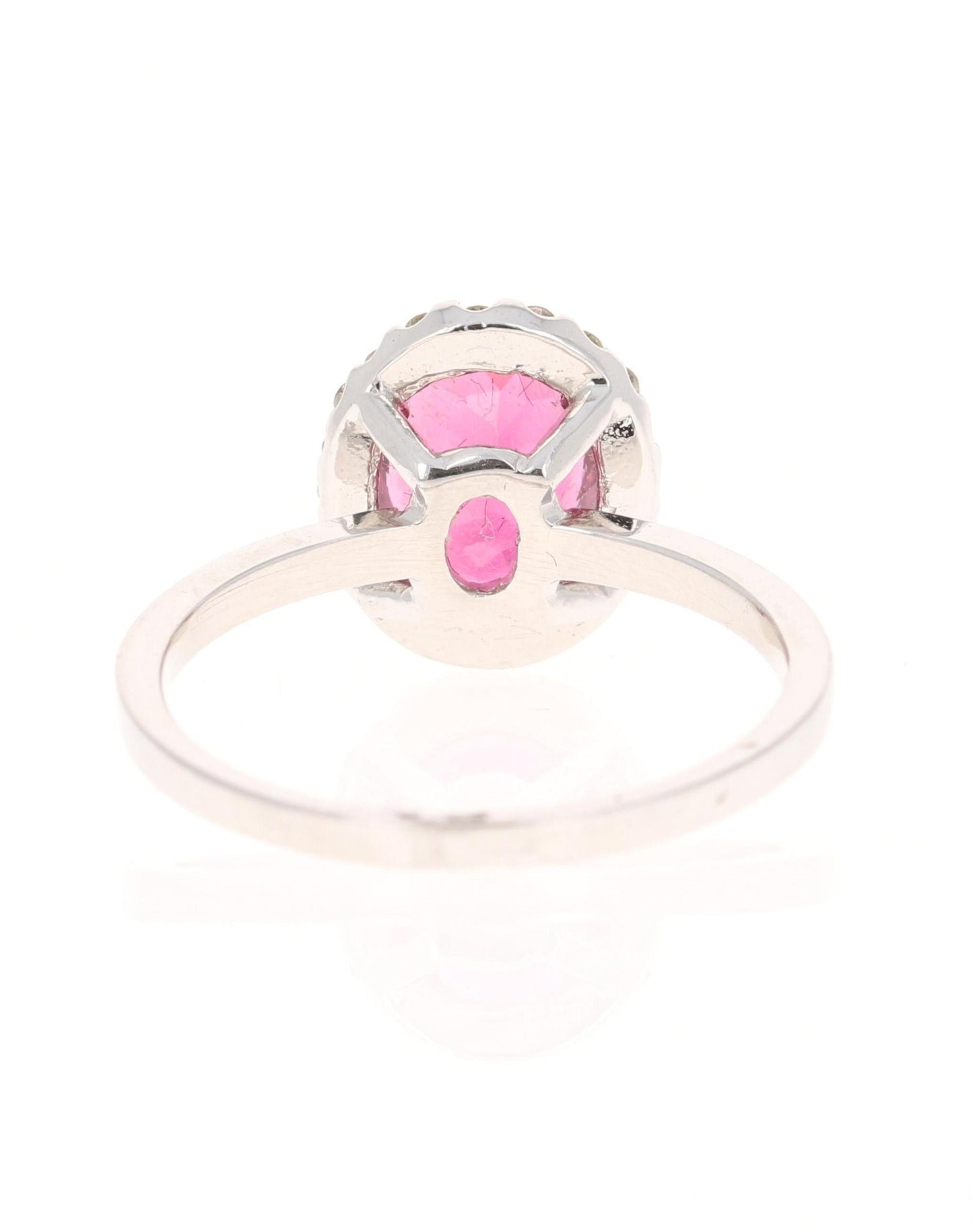2.01 Carat Pink Tourmaline Diamond 14 Karat White Gold Ring
