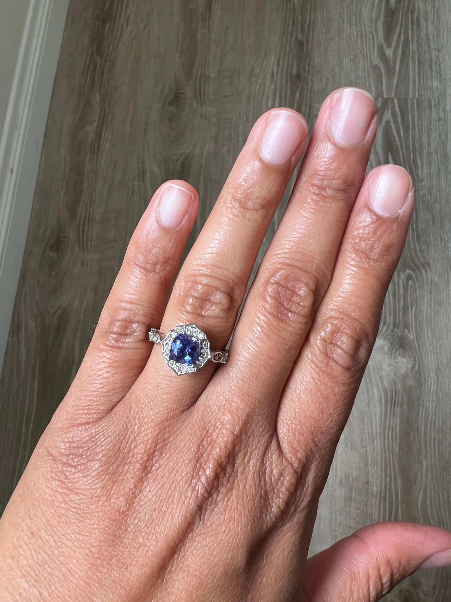 2.01 Carat Tanzanite Diamond 14 Karat White Gold Ring