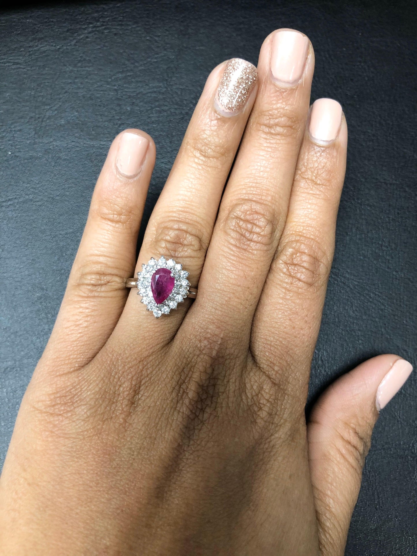 2.03 Carat Ruby Diamond 14 Karat White Gold Engagement Ring