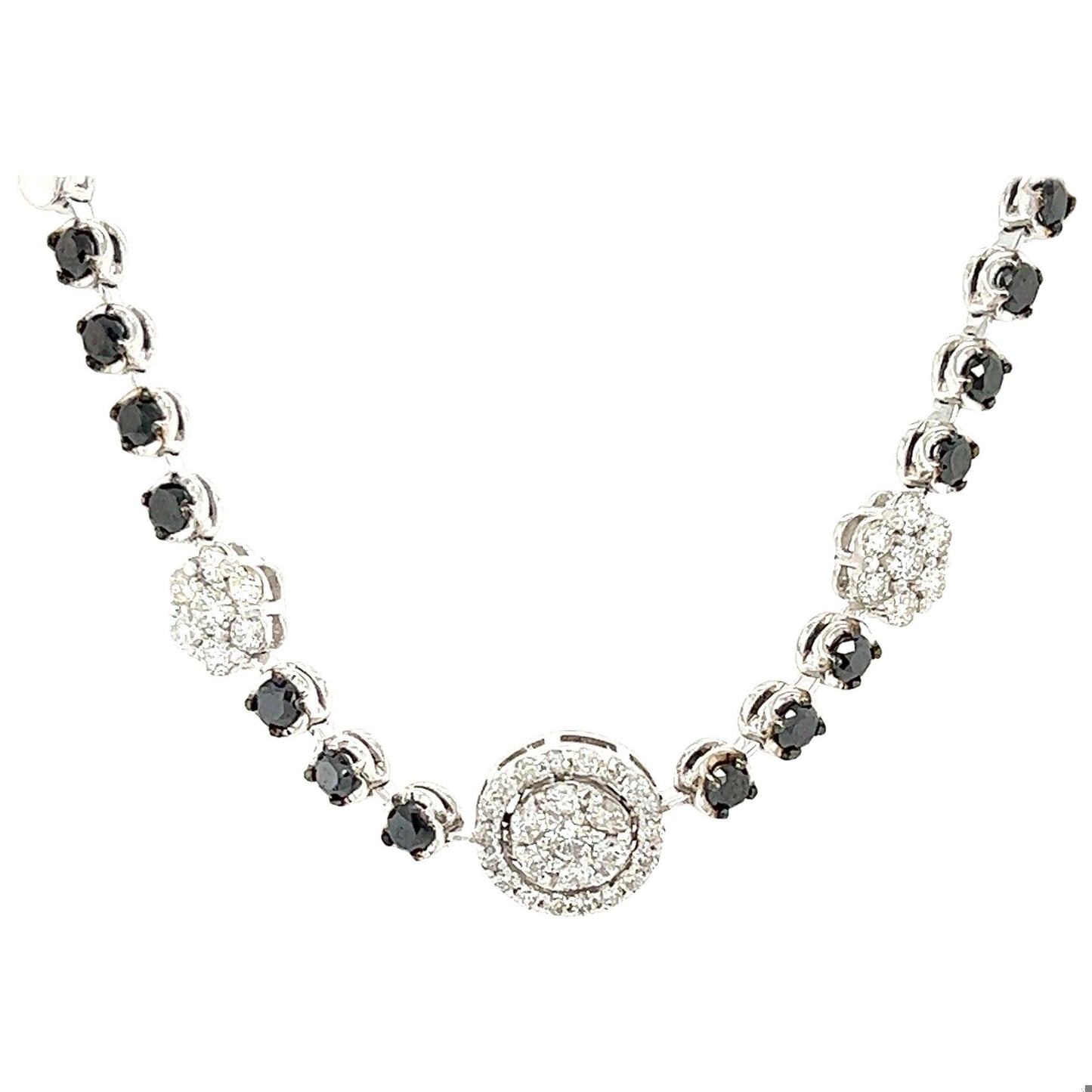2.04 Carat Black Diamond White Diamond 14 Karat White Gold Bracelet