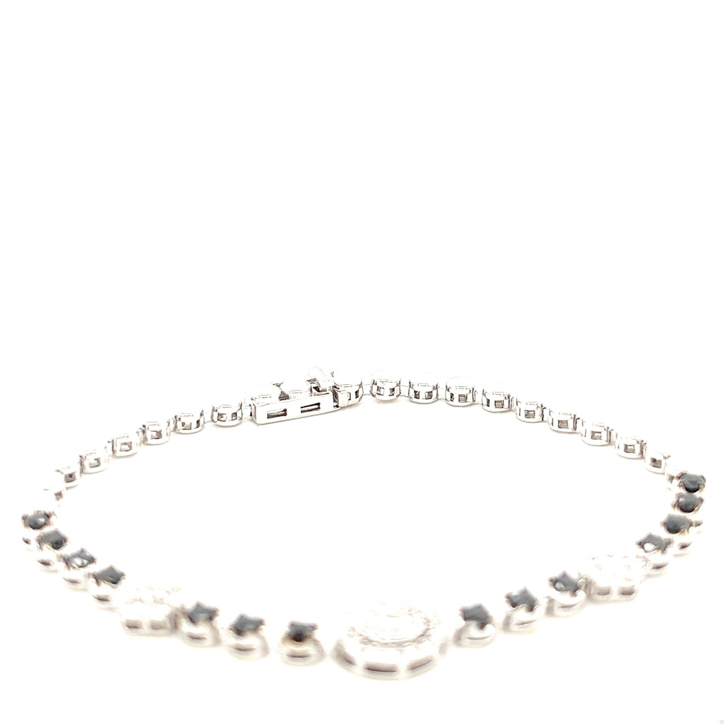 2.04 Carat Black Diamond White Diamond 14 Karat White Gold Bracelet